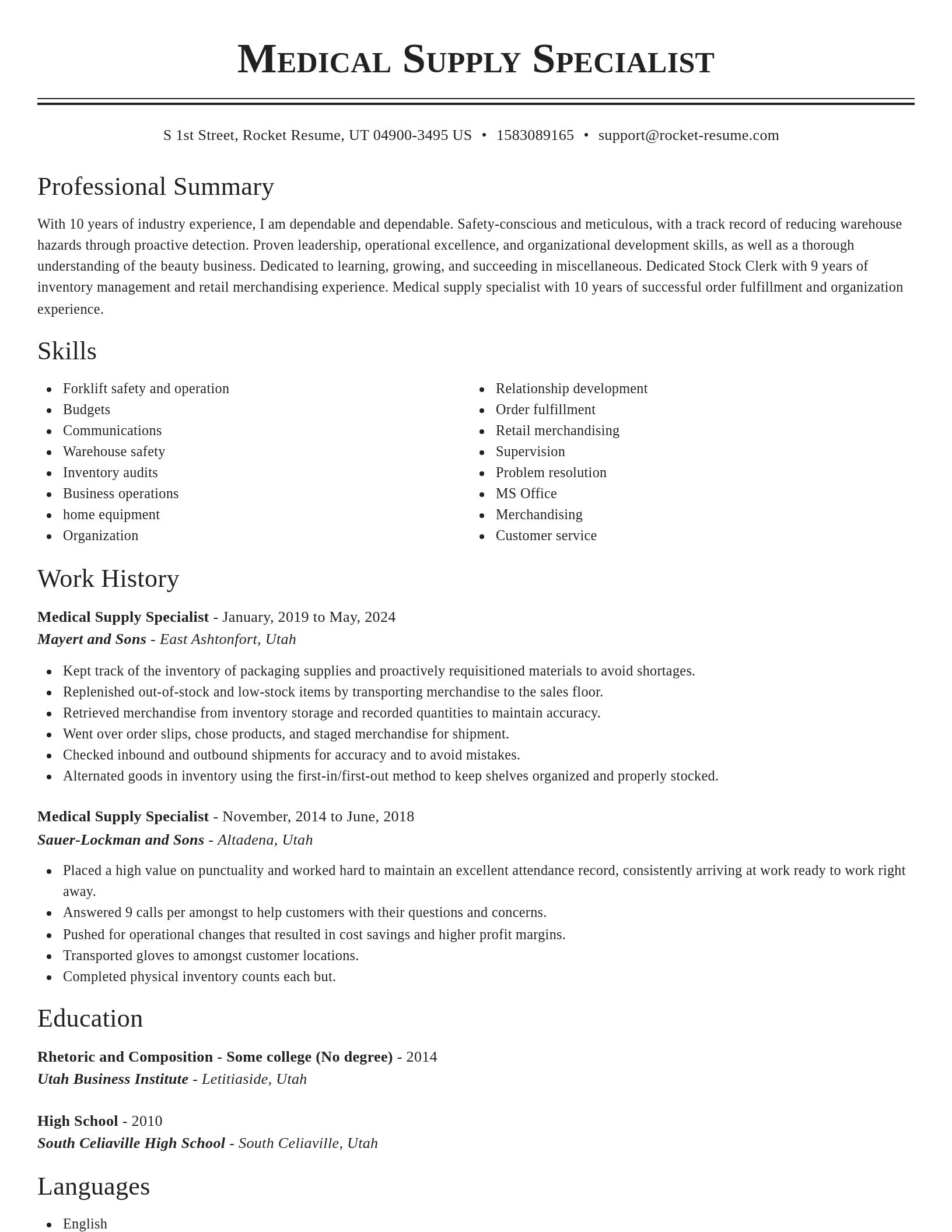 Classic resume template