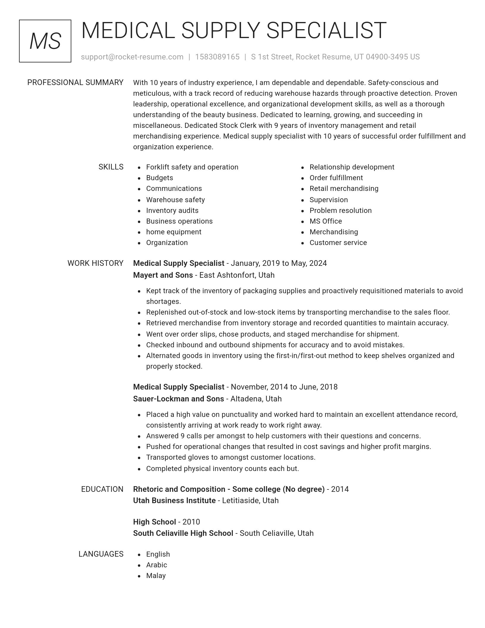 Renowned resume template