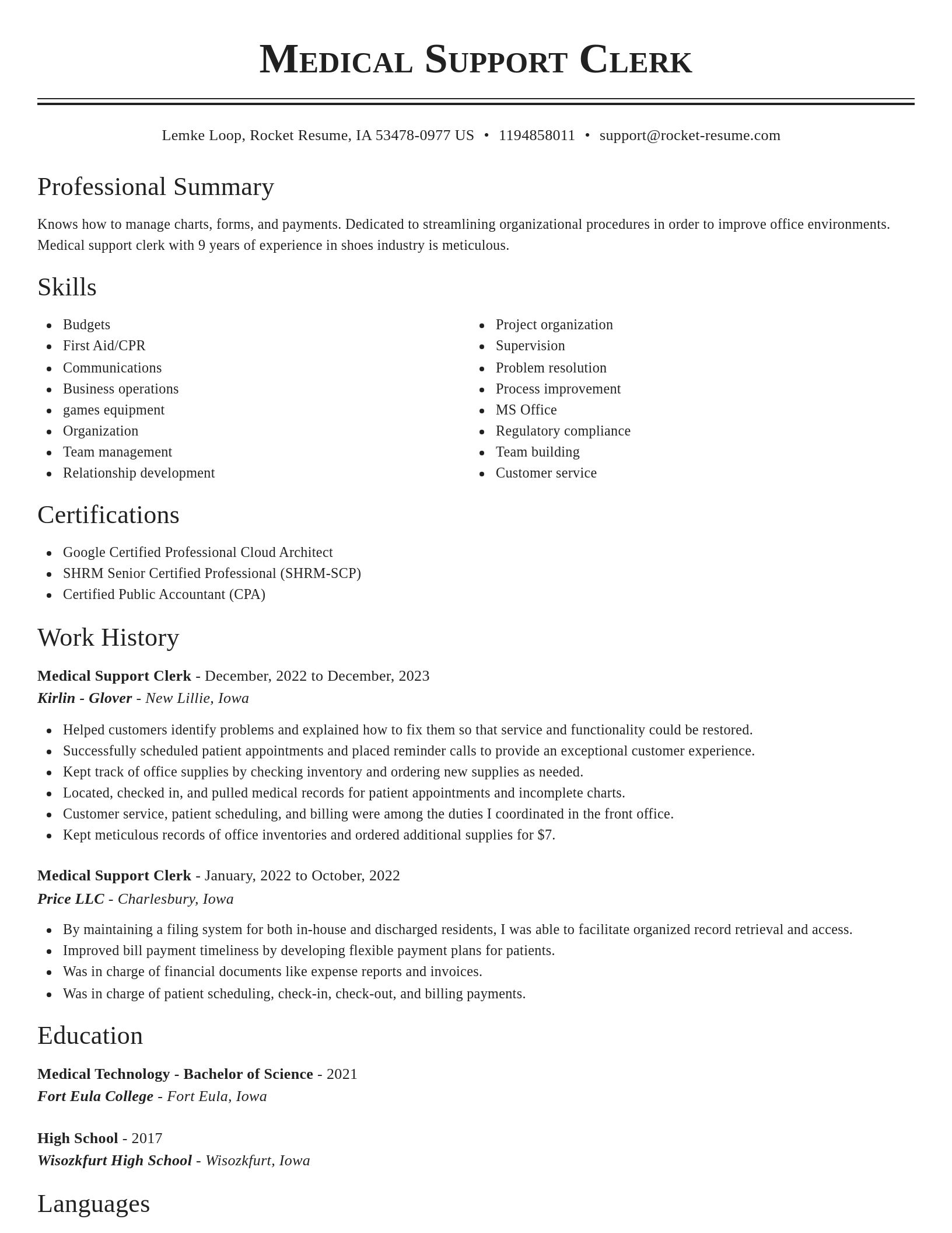 Classic resume template