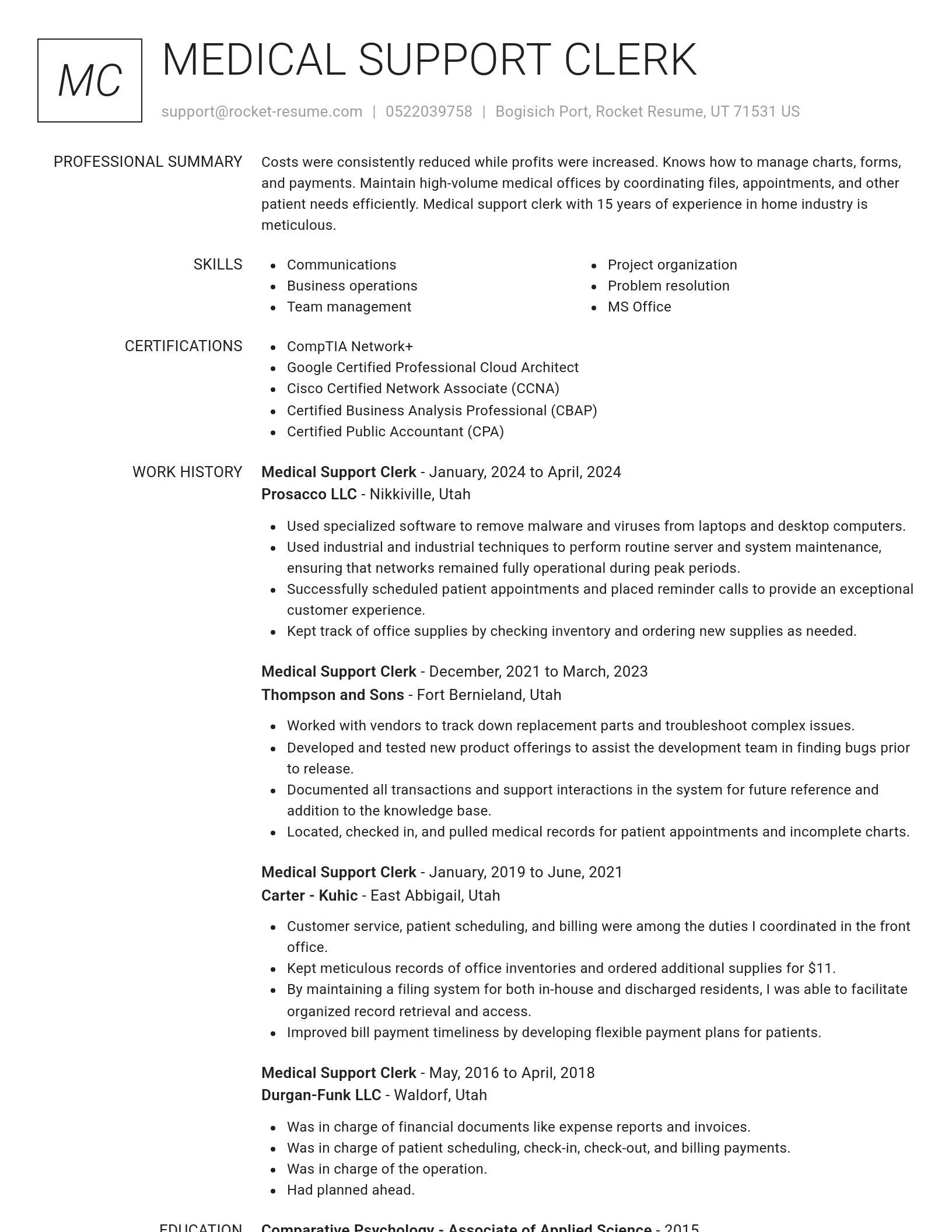 Renowned resume template