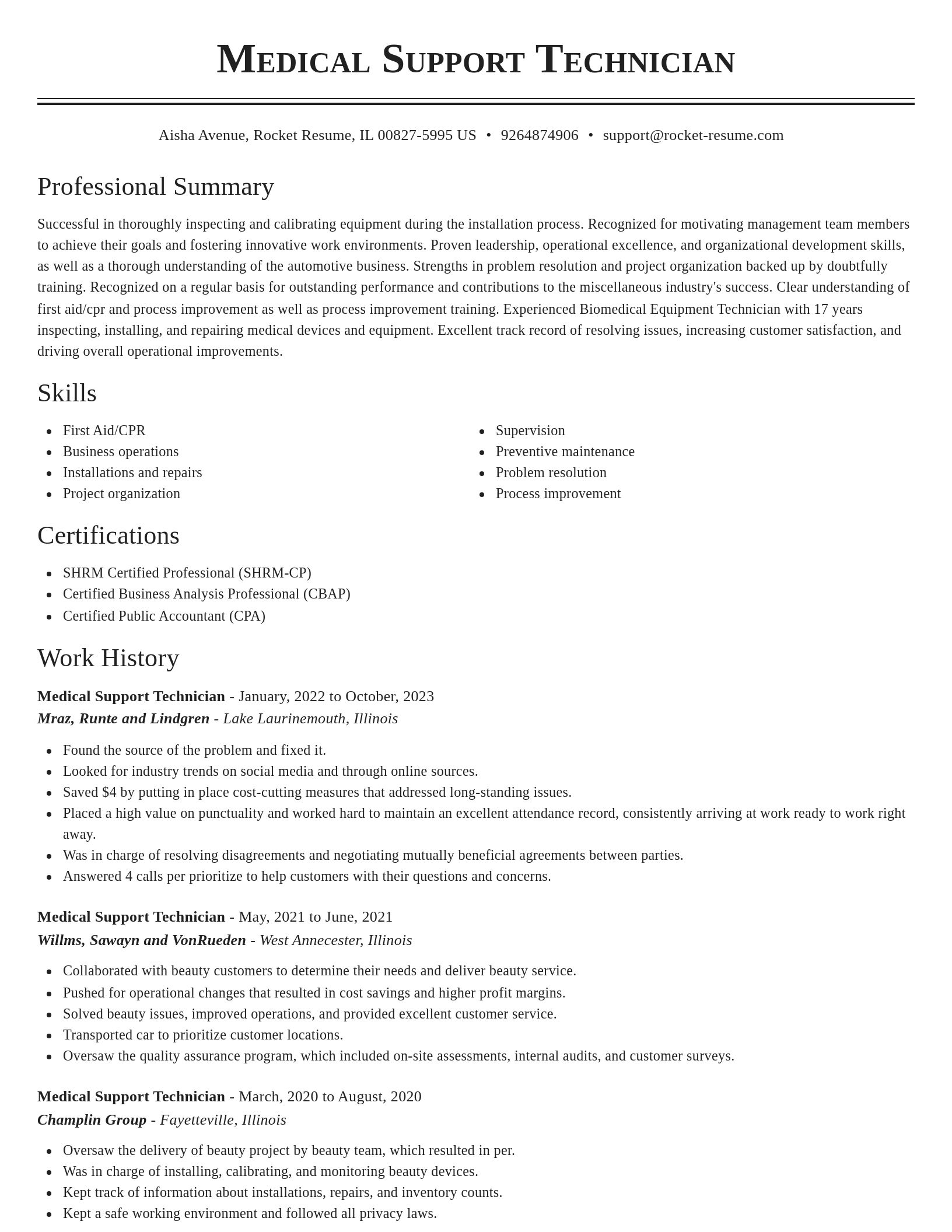 Classic resume template
