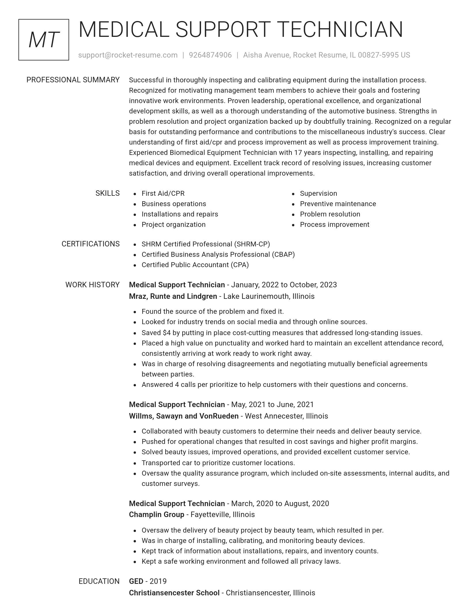 Renowned resume template