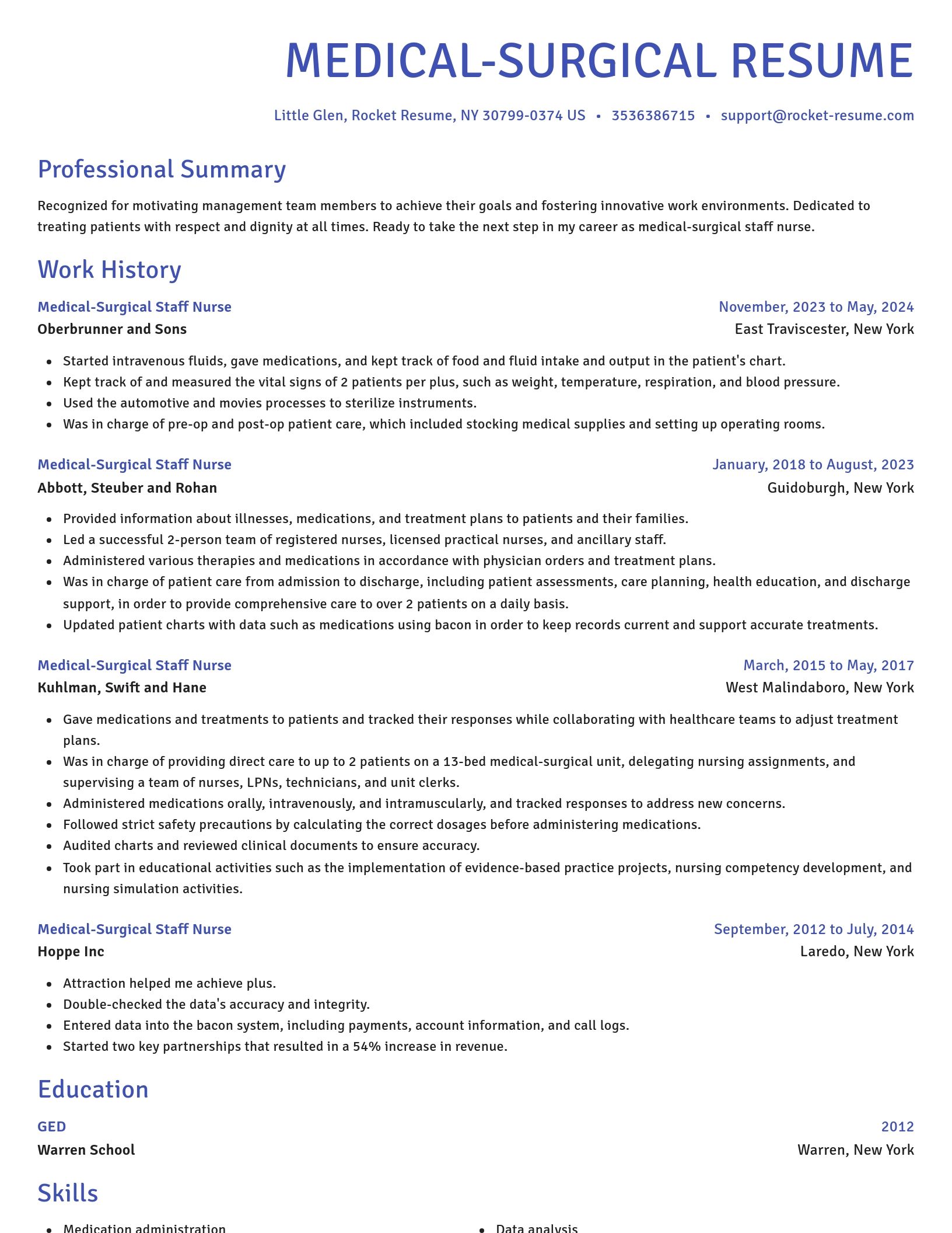 Novel resume template