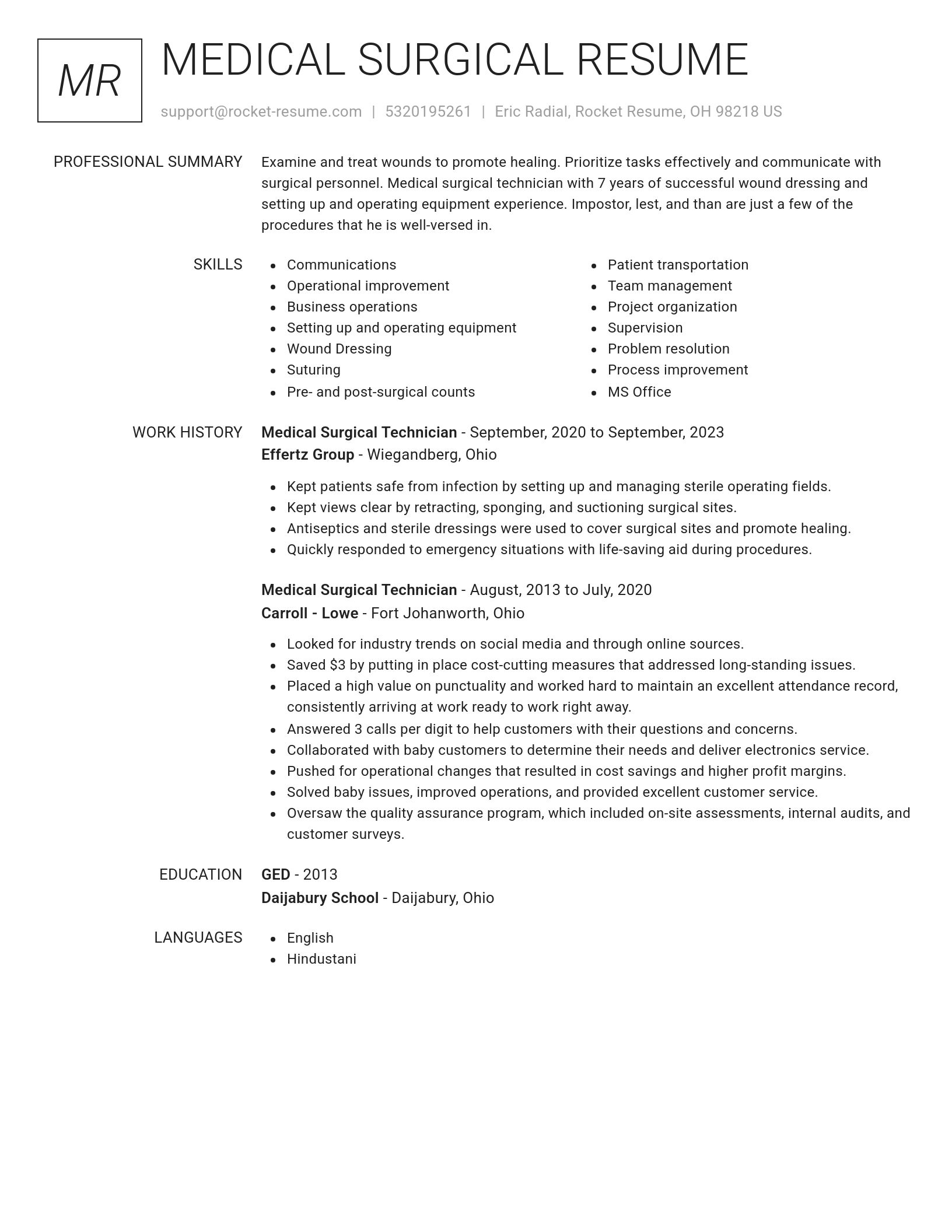Renowned resume template