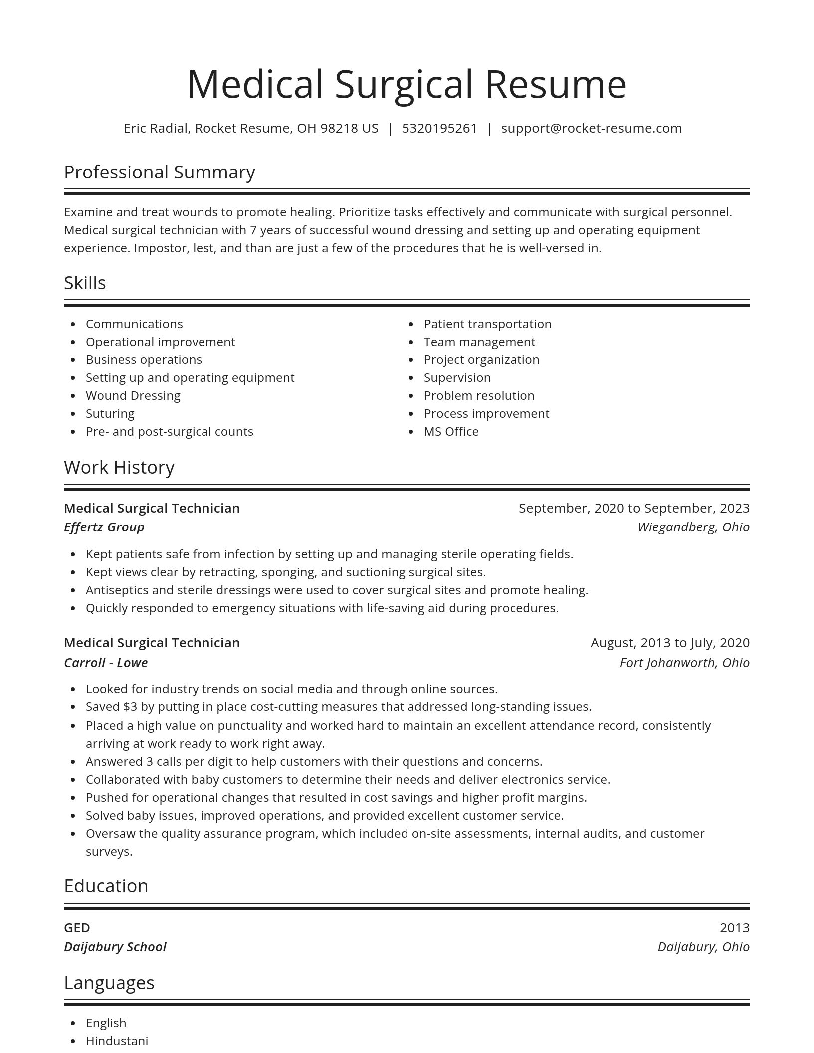 Spotlight resume template