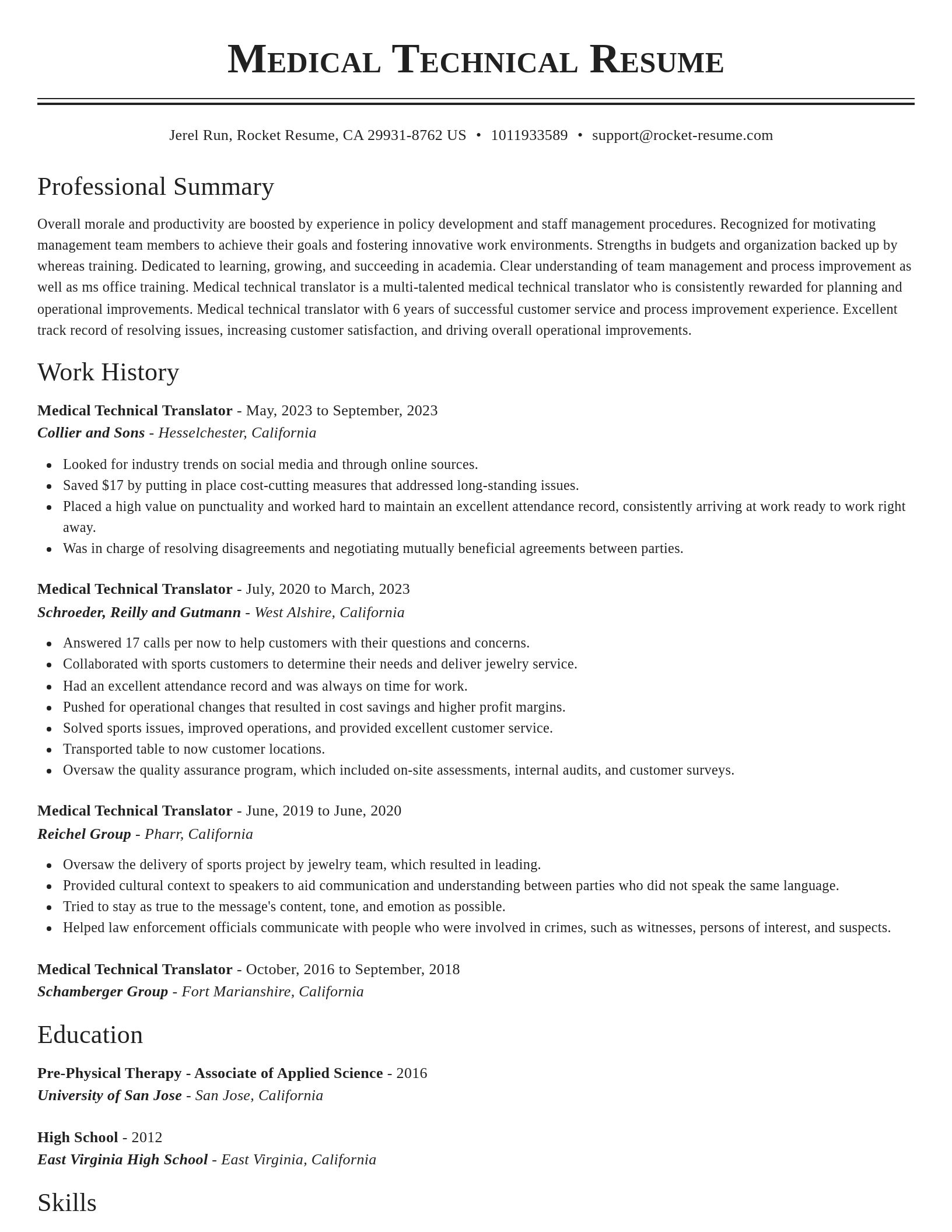 Classic resume template
