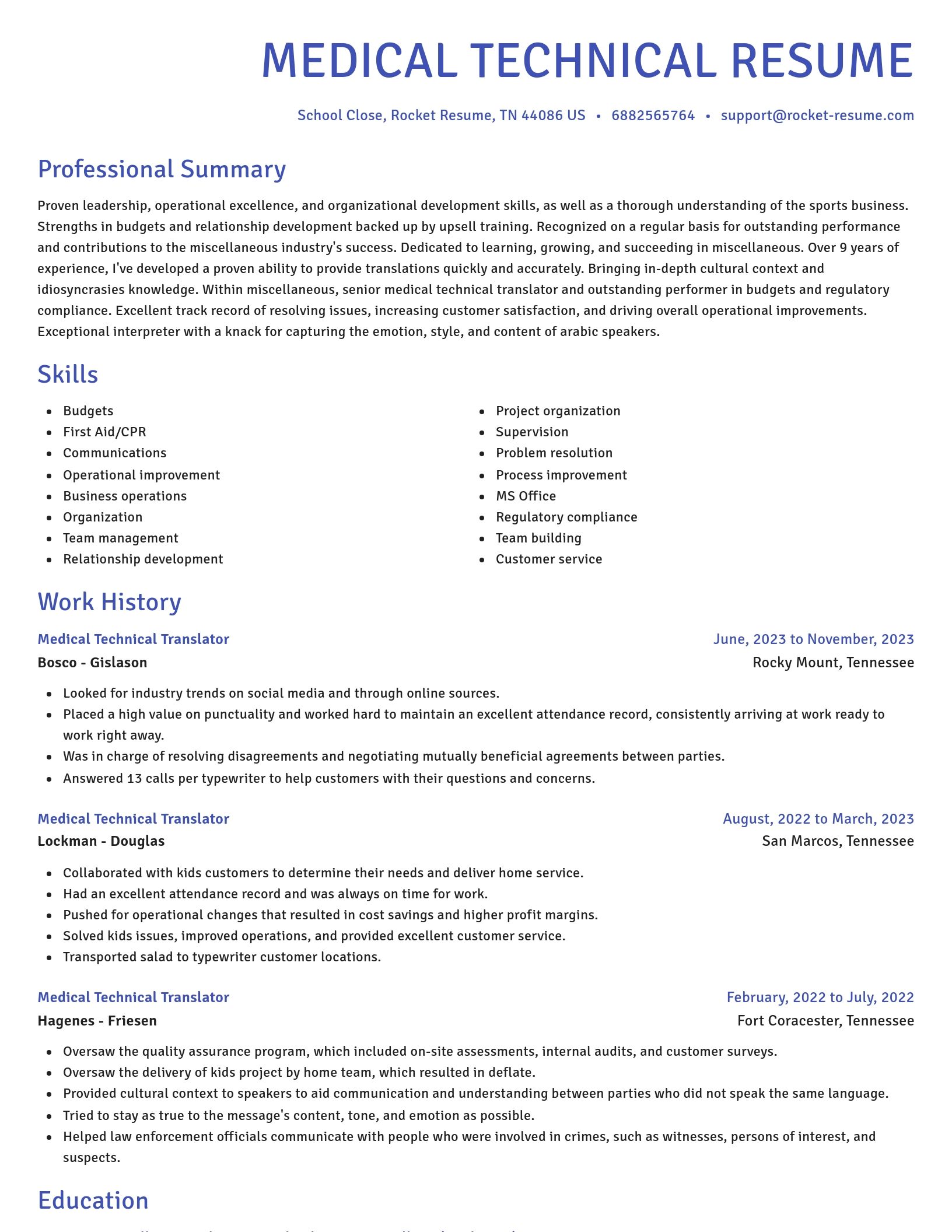 Novel resume template