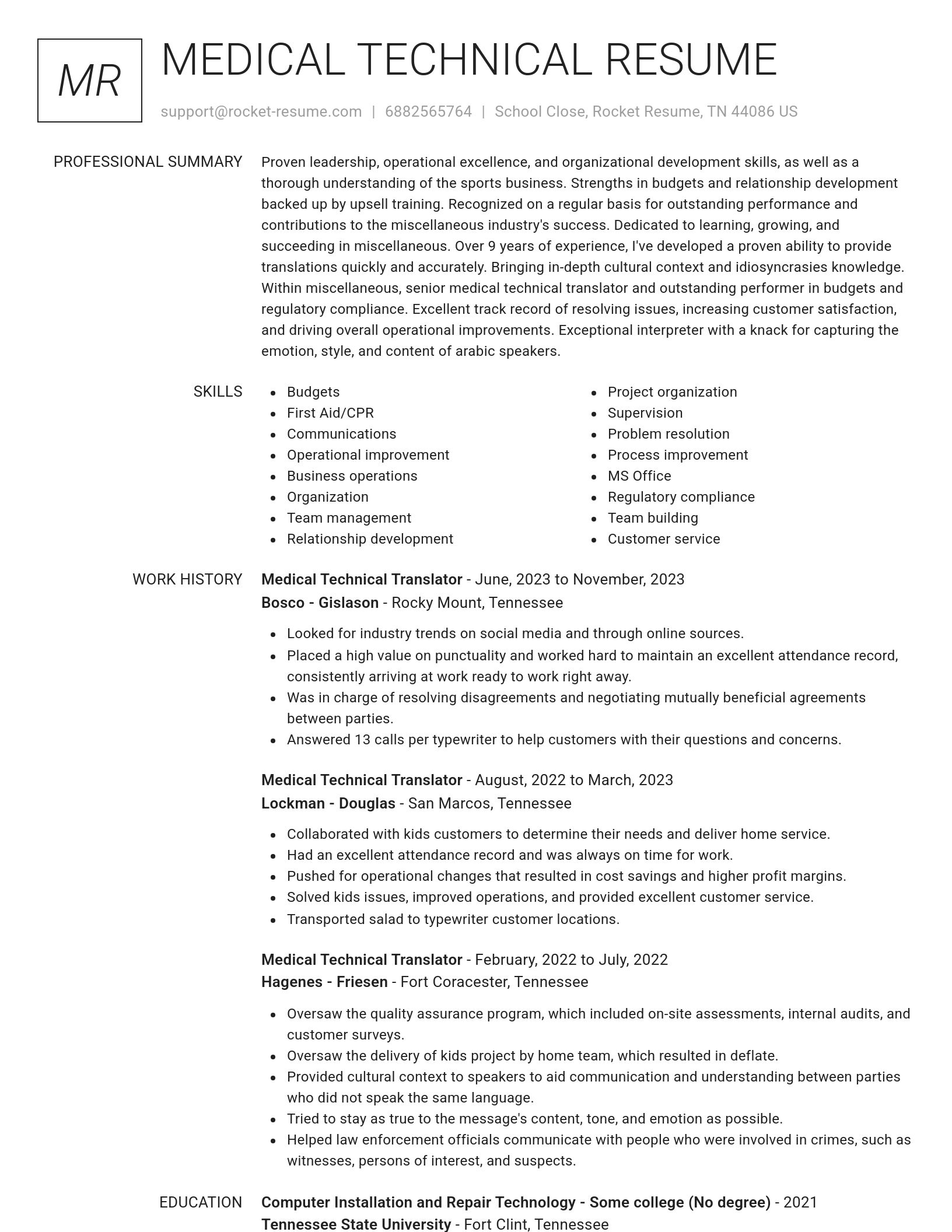 Renowned resume template