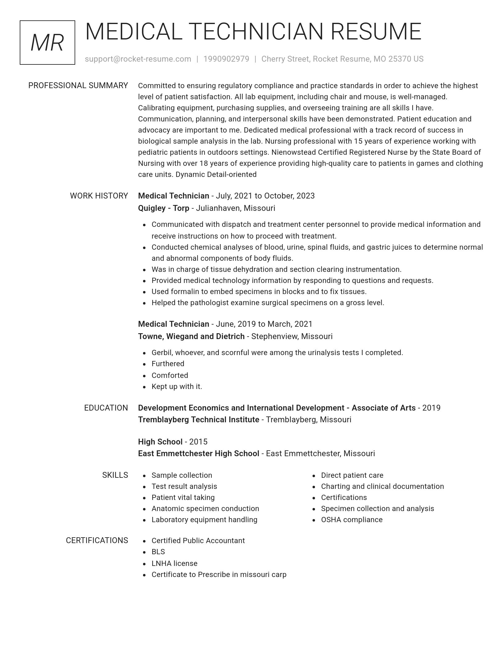 Renowned resume template
