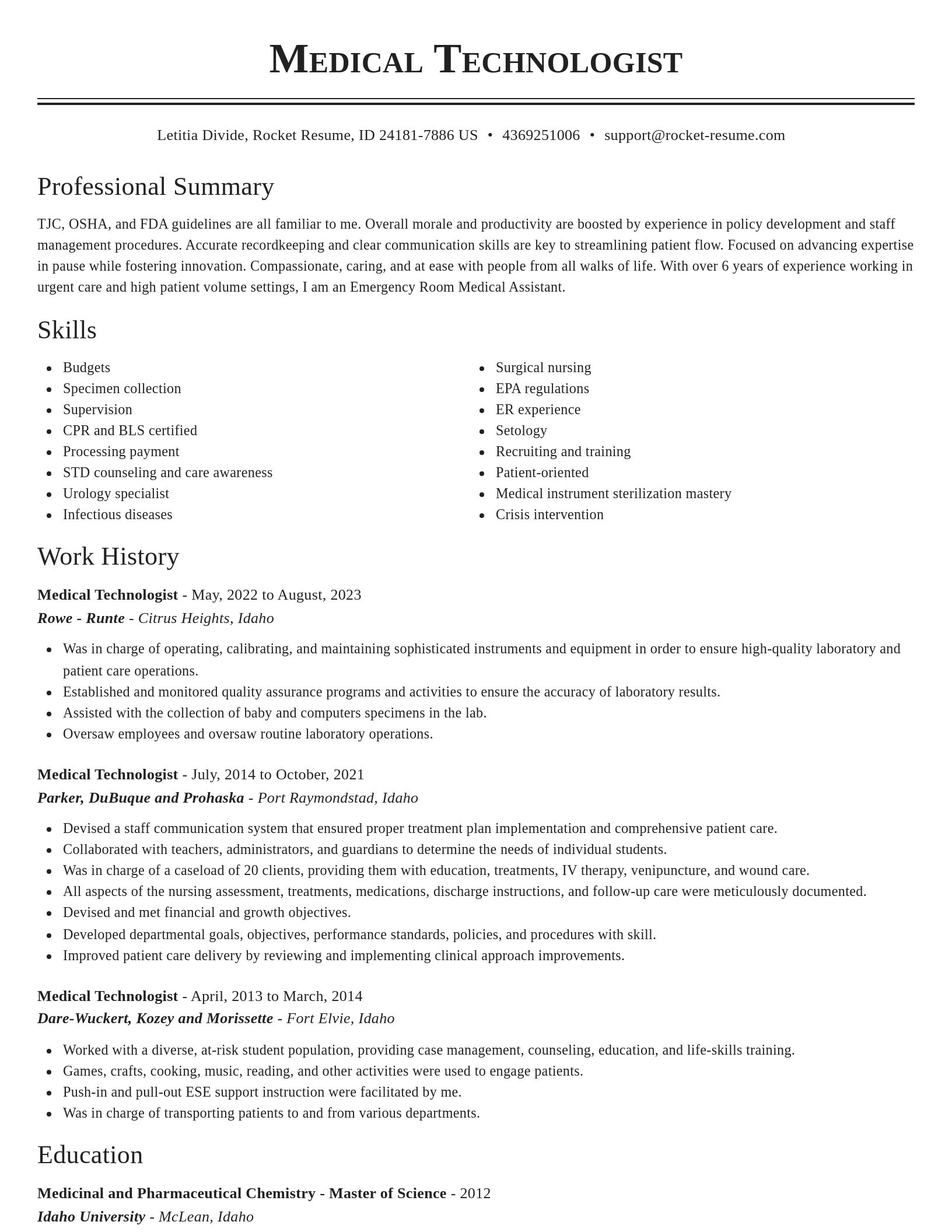 Classic resume template