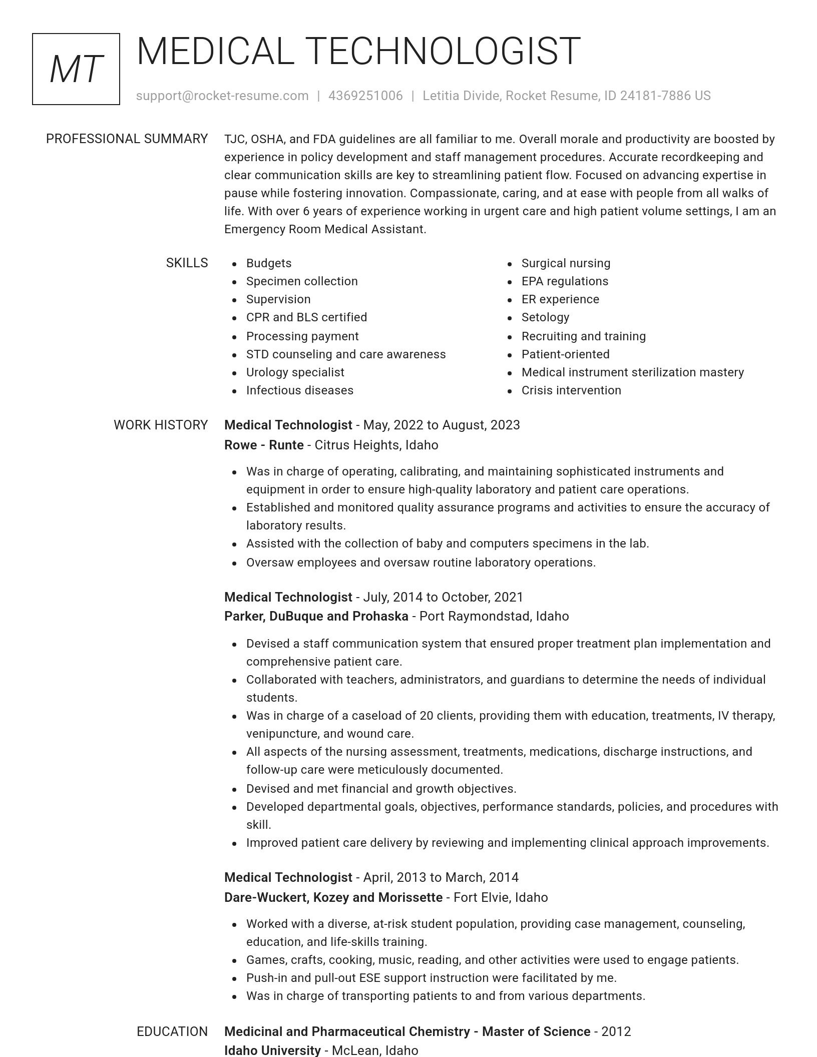 Renowned resume template