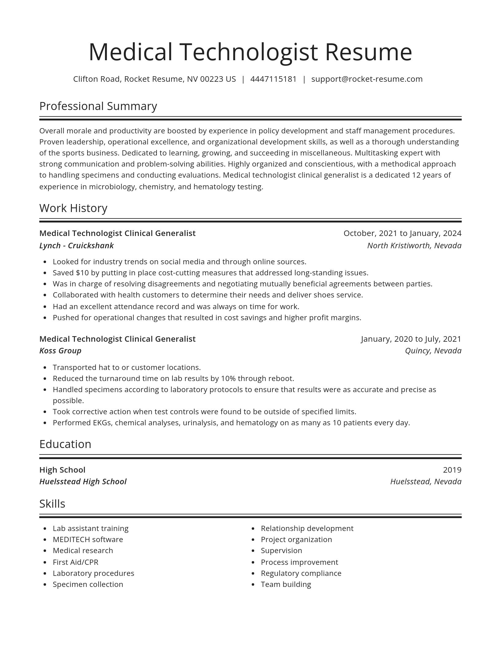 Spotlight resume template