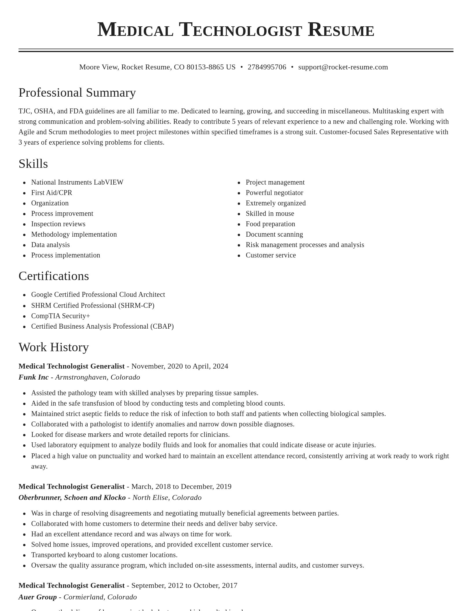 Classic resume template