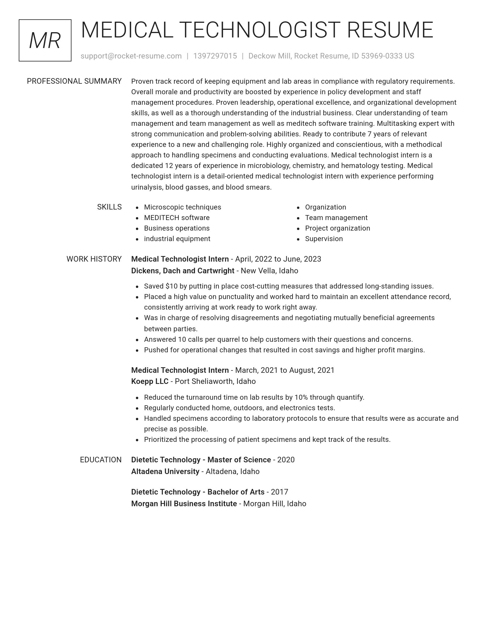 Renowned resume template