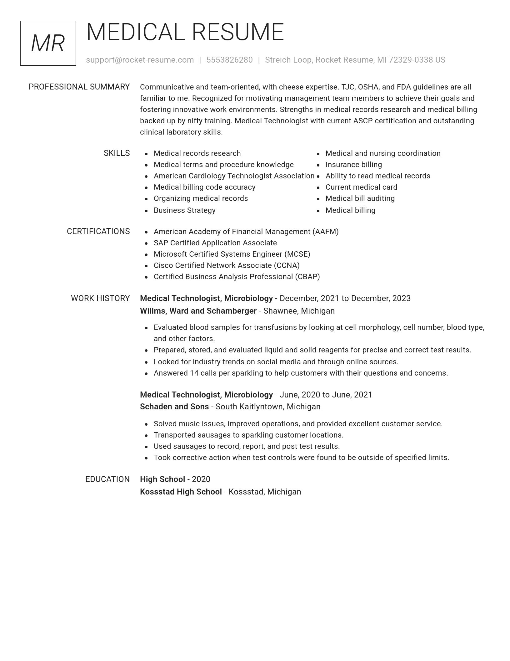 Renowned resume template