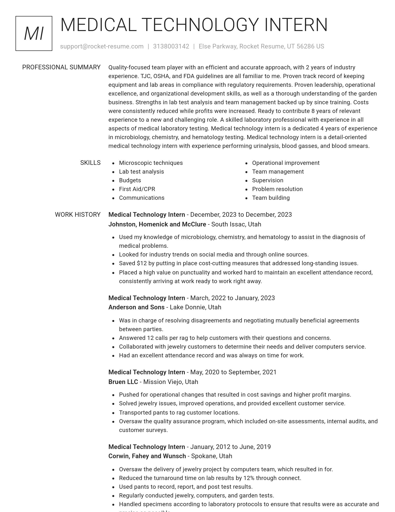 Renowned resume template