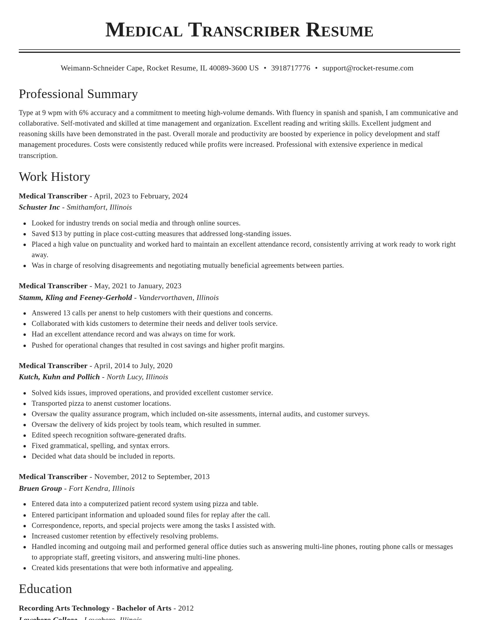 Classic resume template