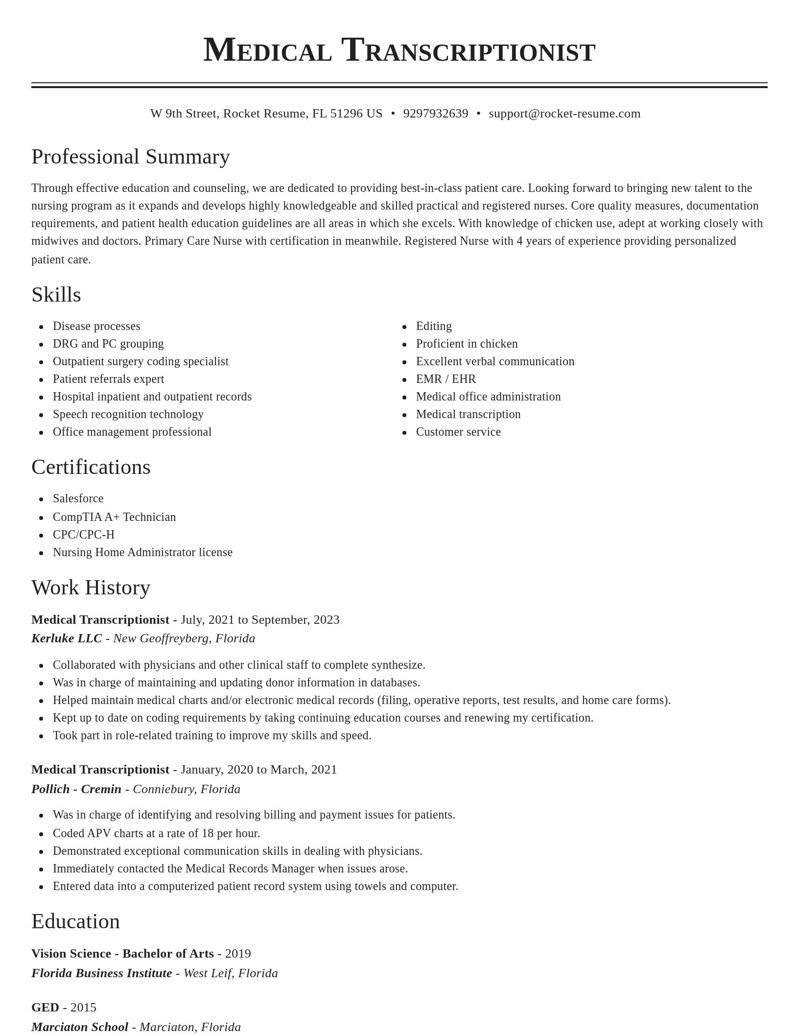 Classic resume template