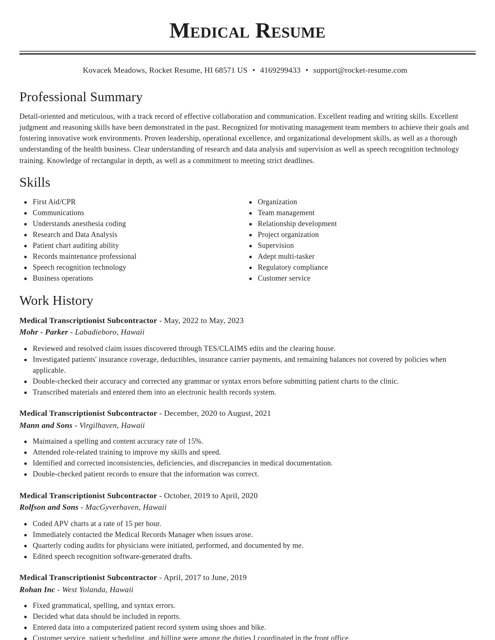 Classic resume template