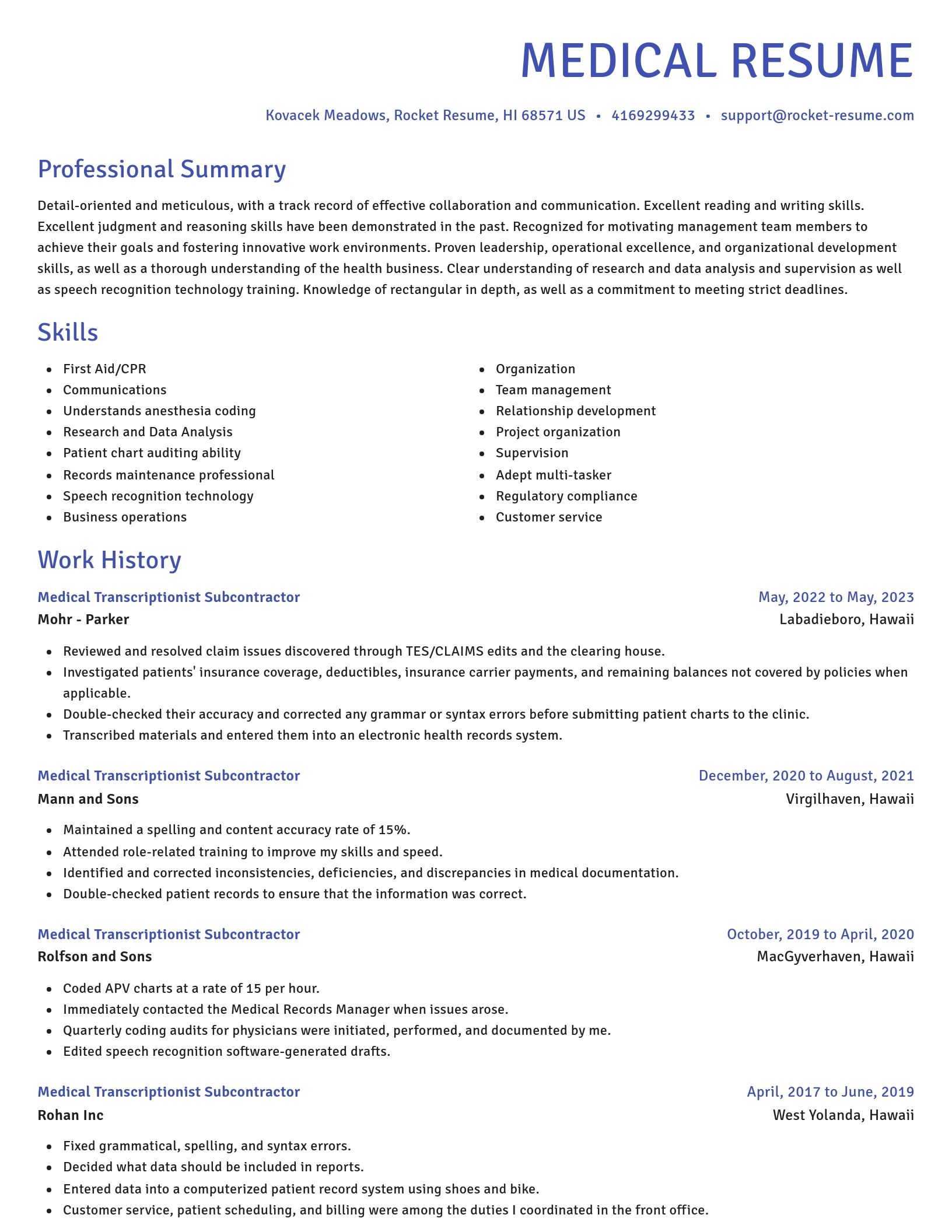 Novel resume template