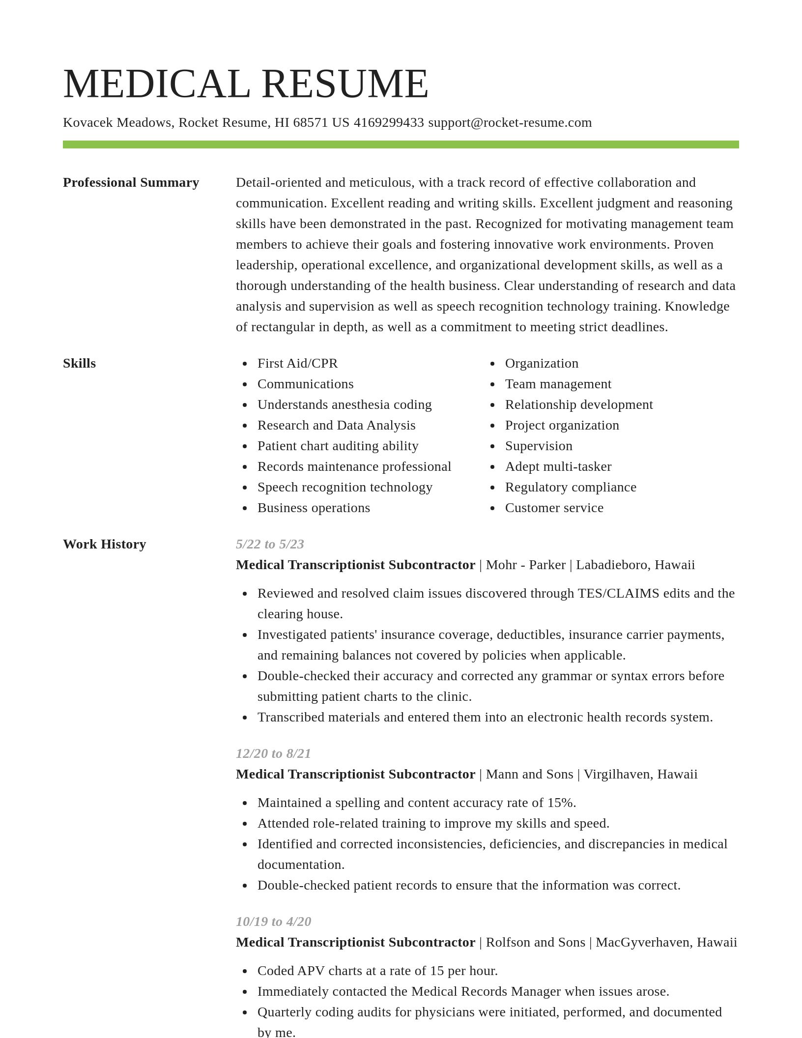 Smart resume template