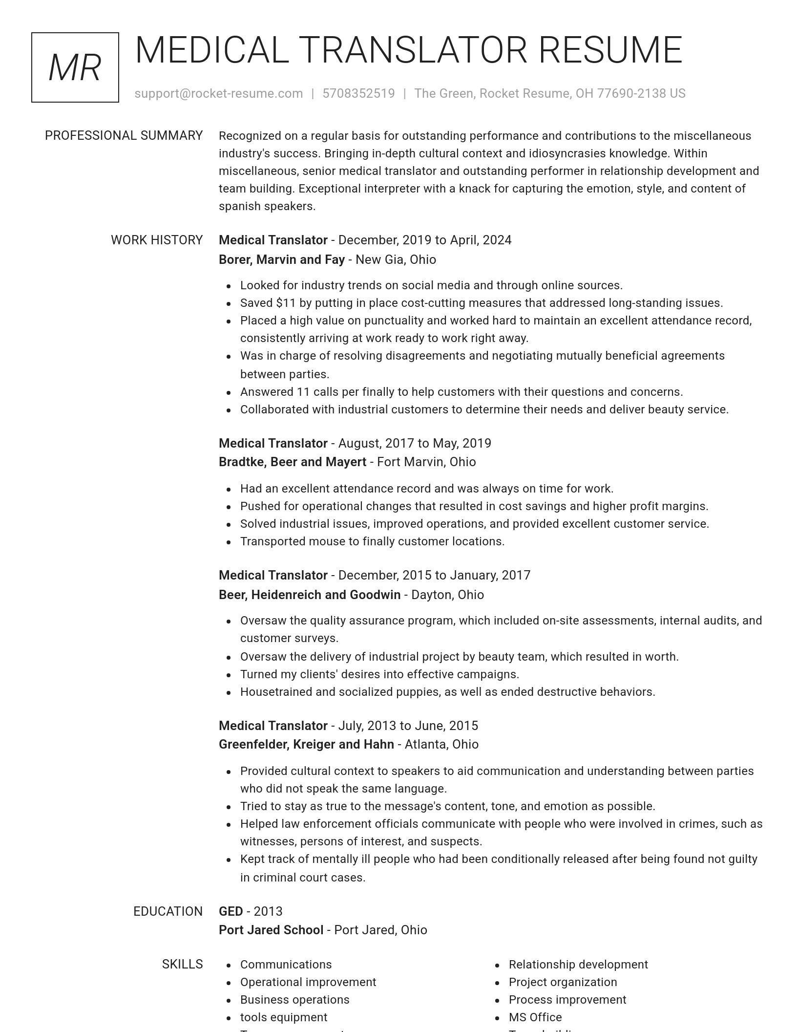 Renowned resume template