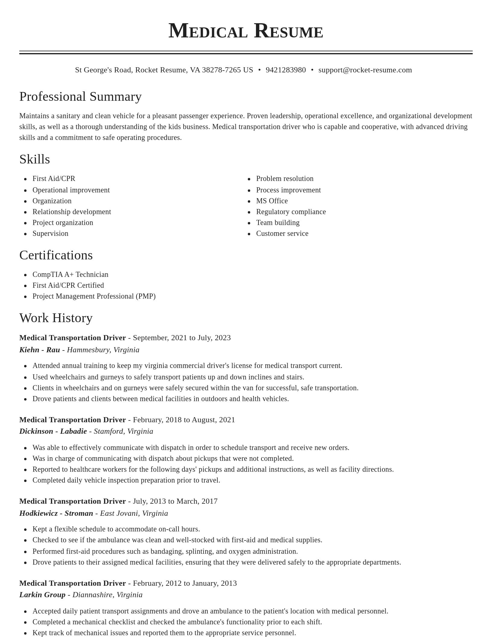 Classic resume template