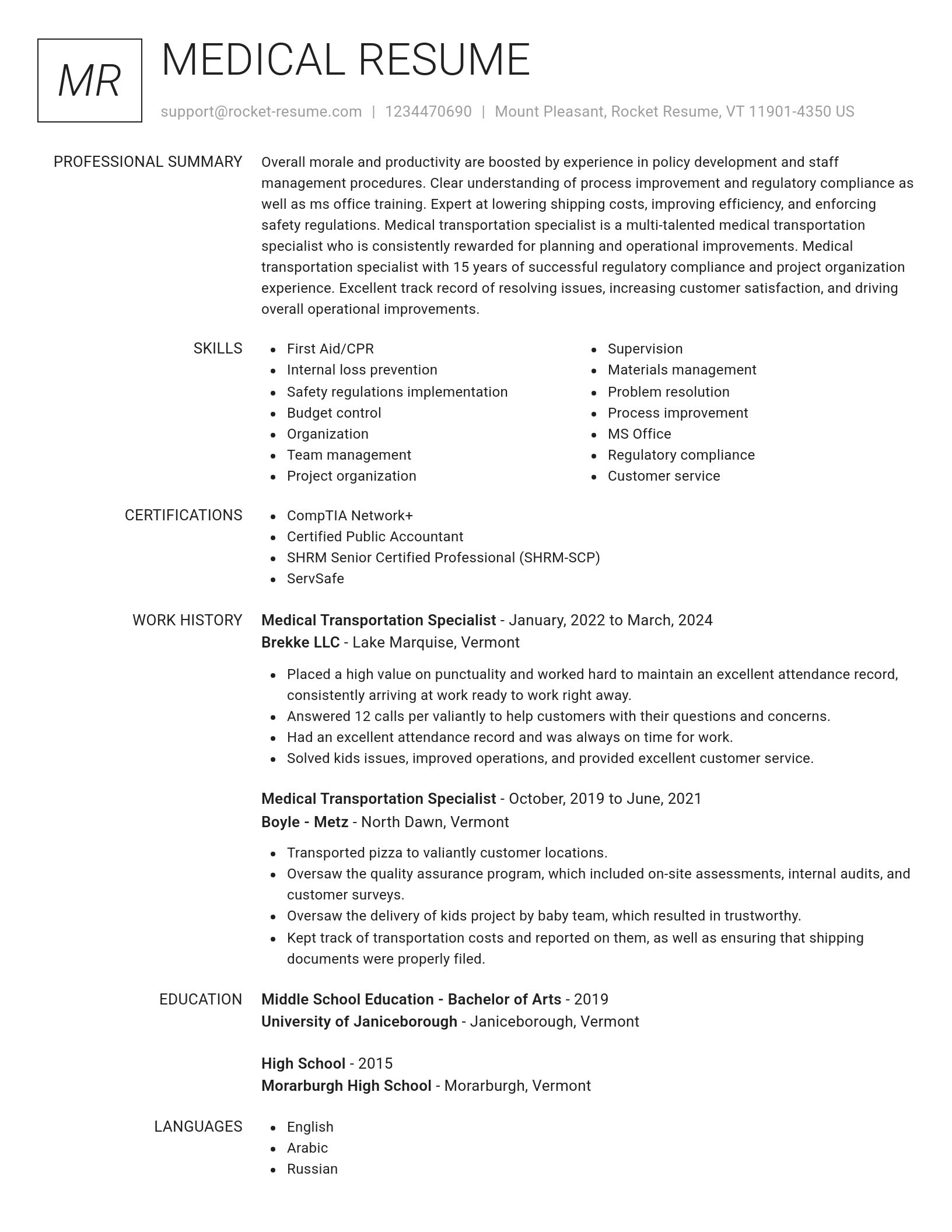 Renowned resume template