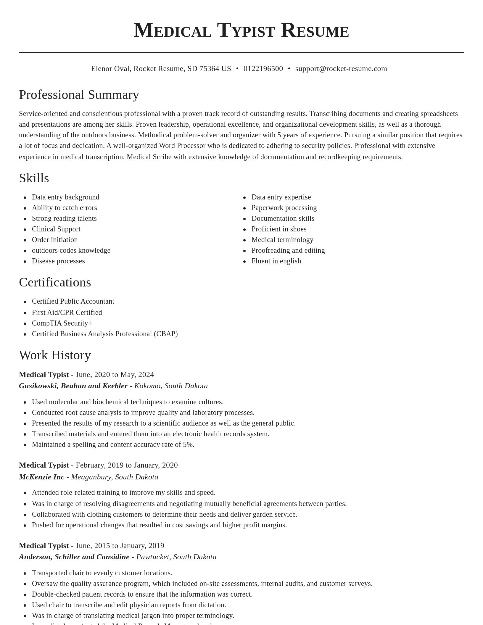 Classic resume template