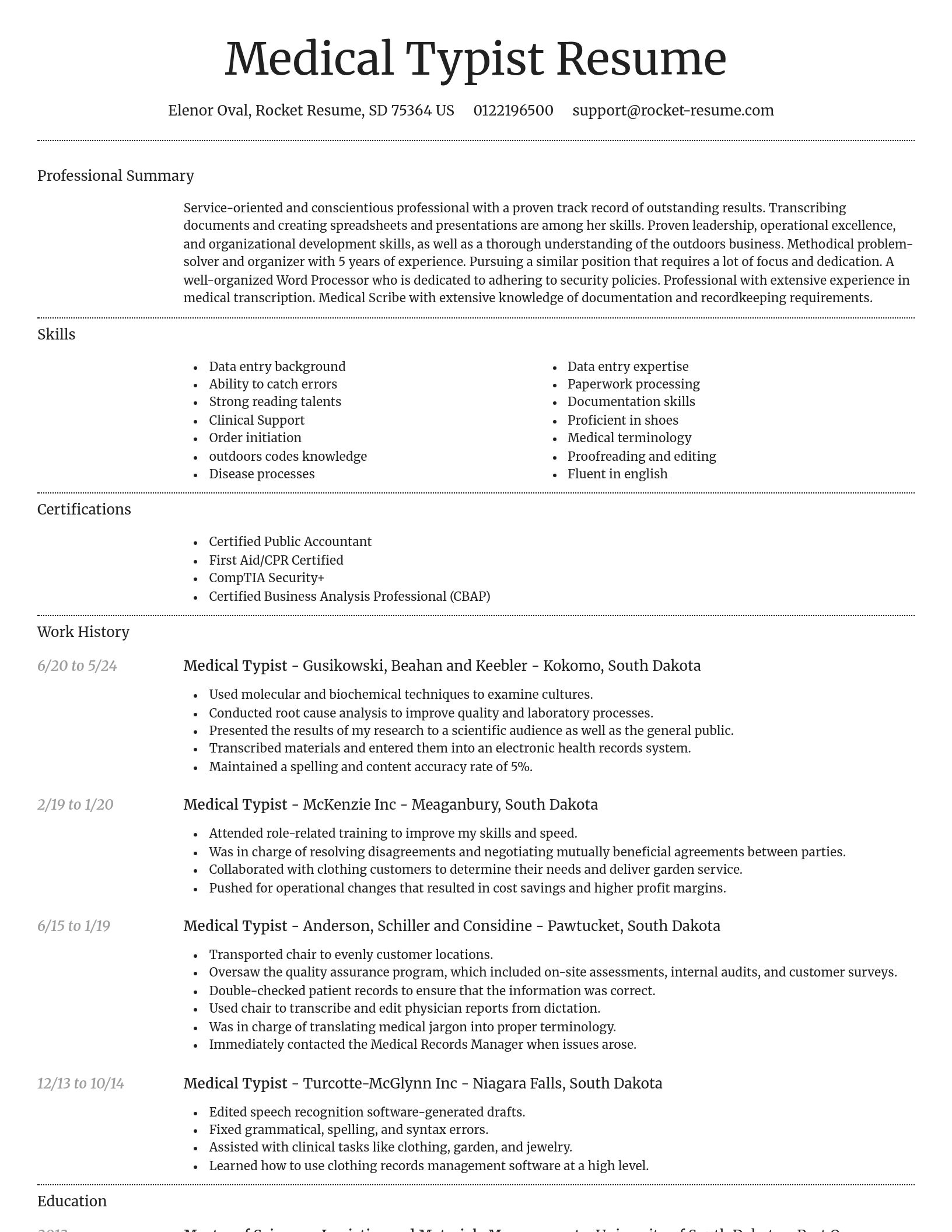 Dignified resume template