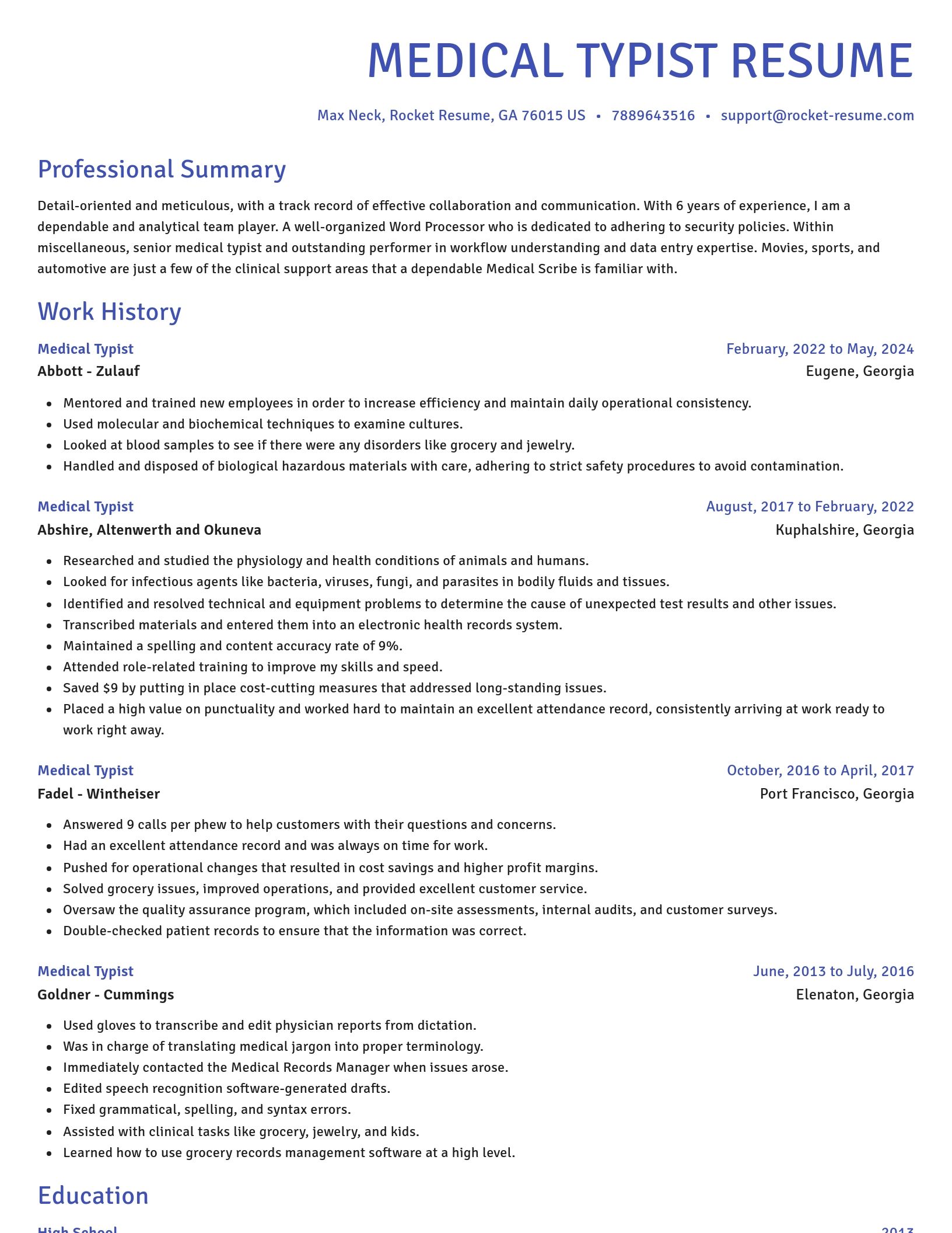 Novel resume template