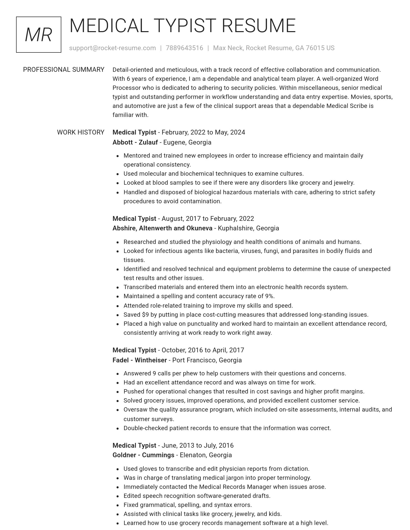 Renowned resume template