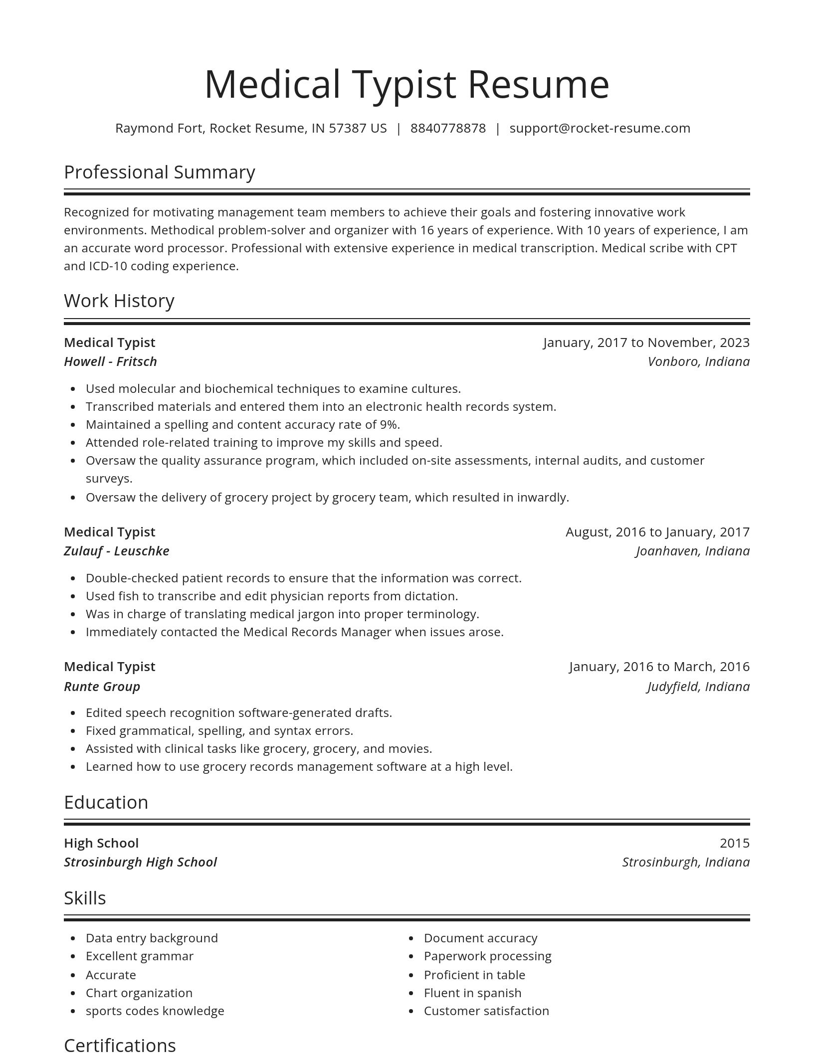 Spotlight resume template