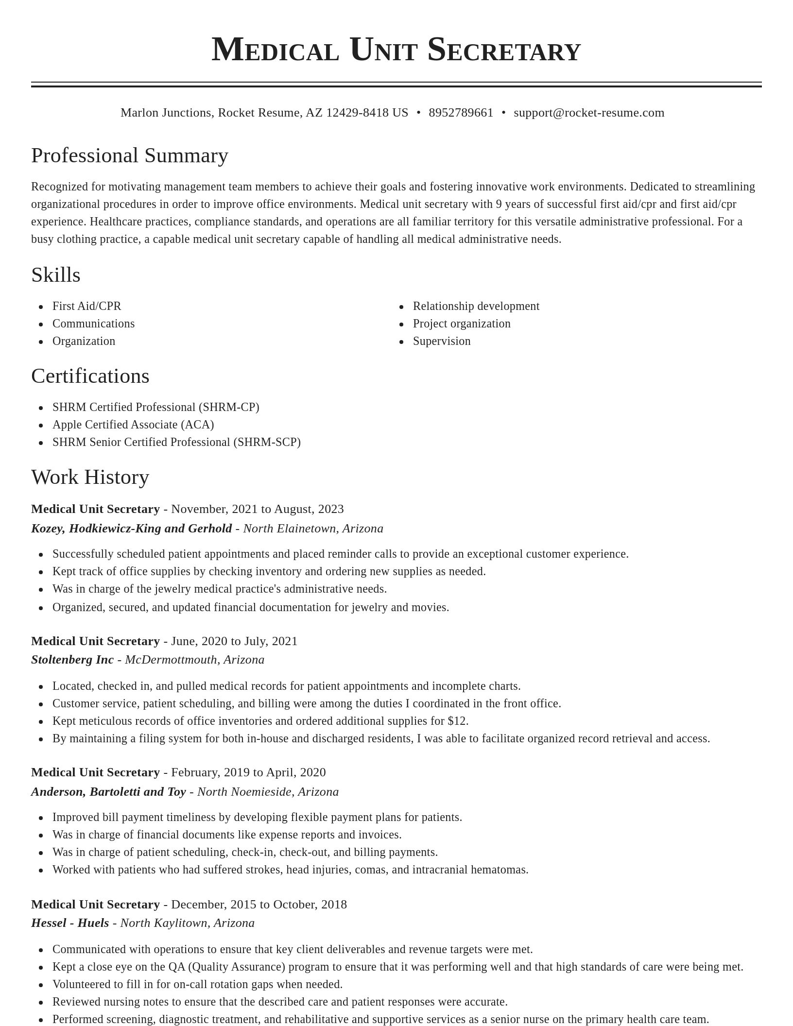 Classic resume template