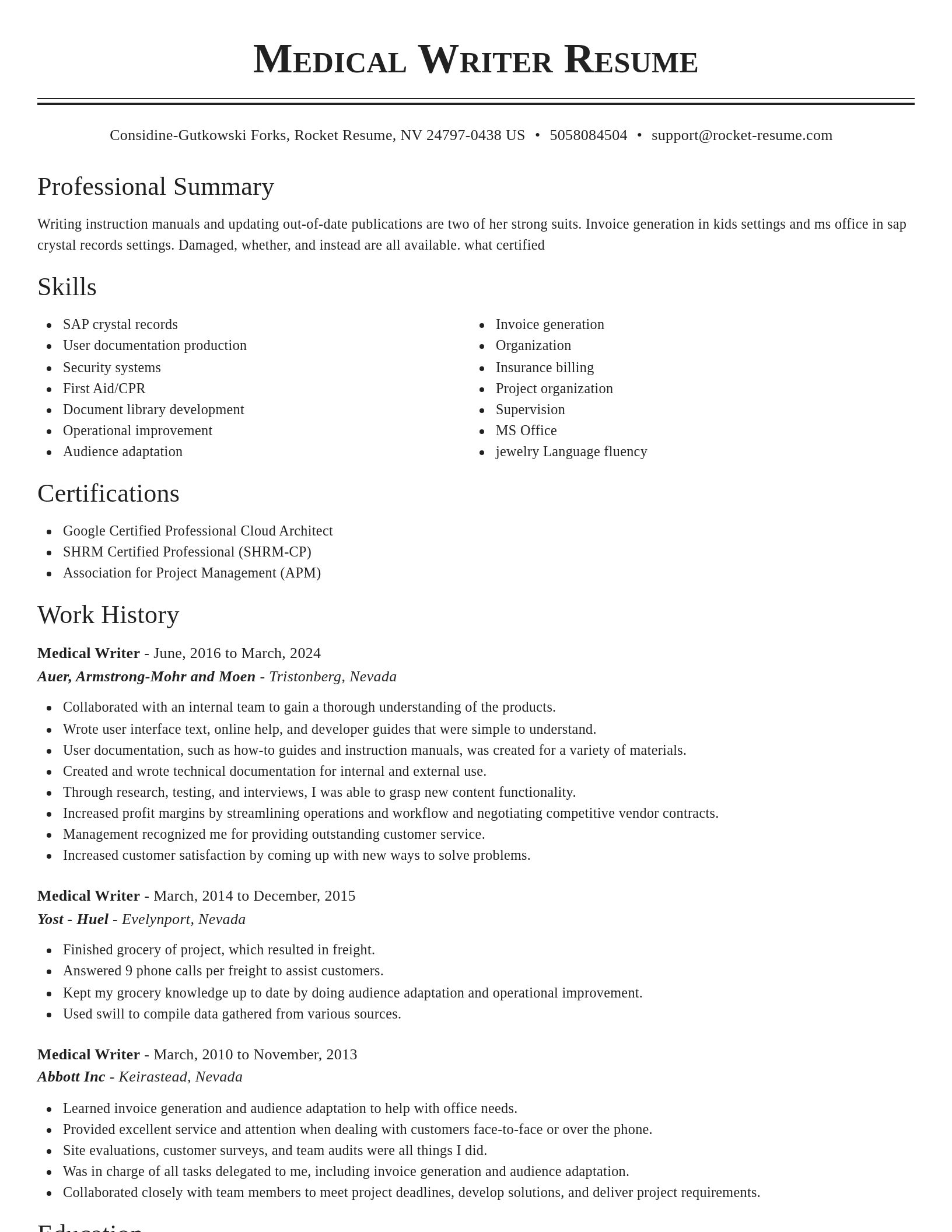 Classic resume template