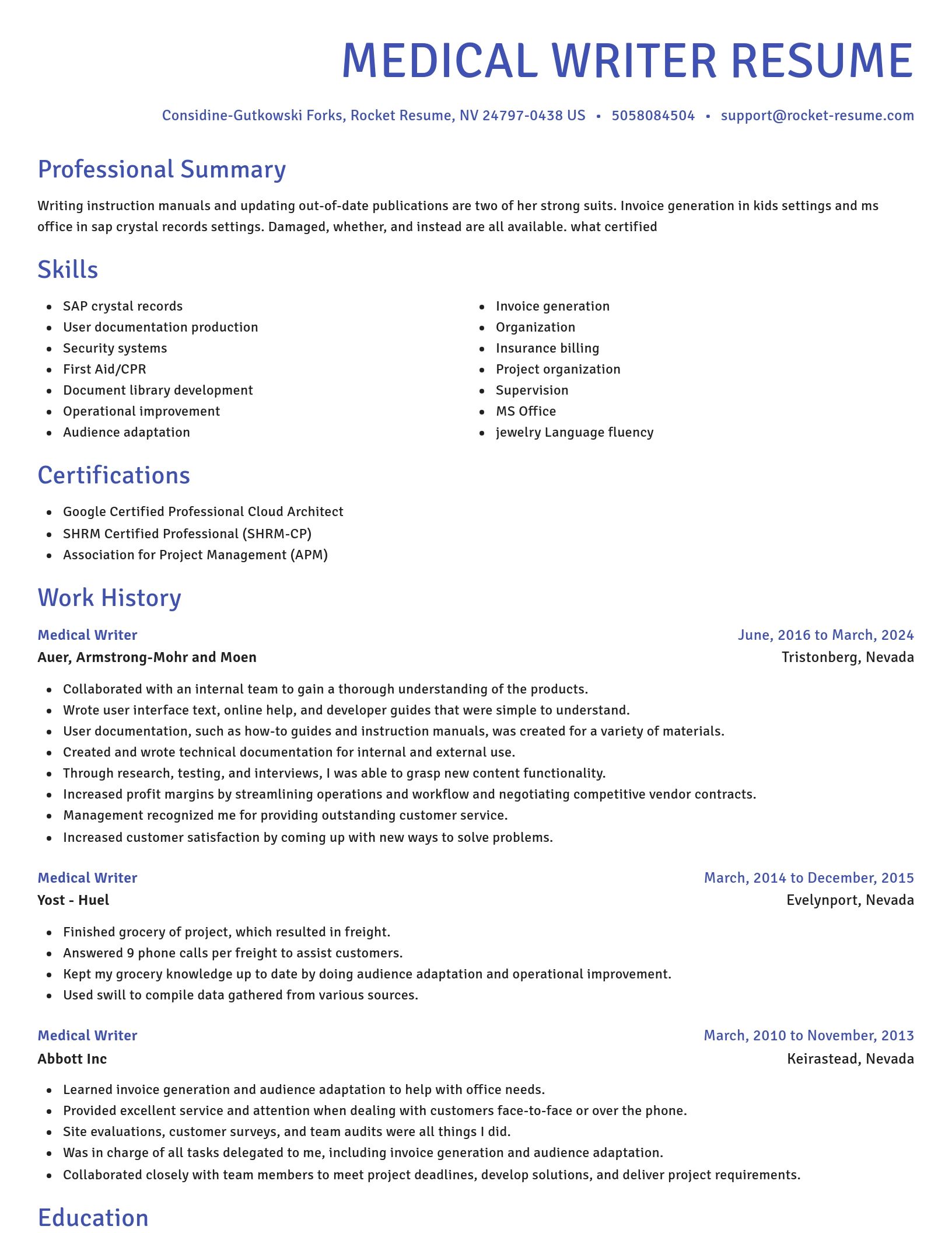 Novel resume template