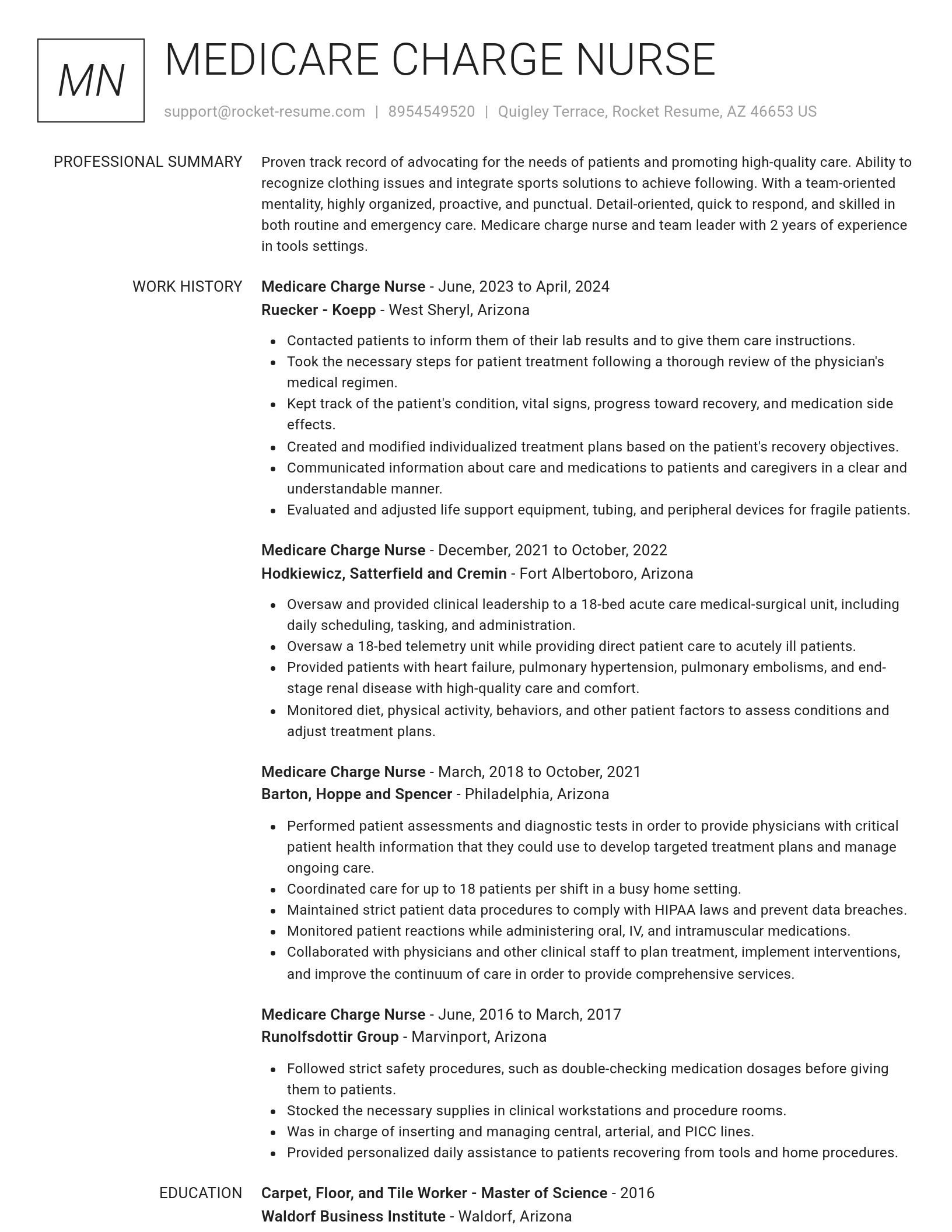 Renowned resume template