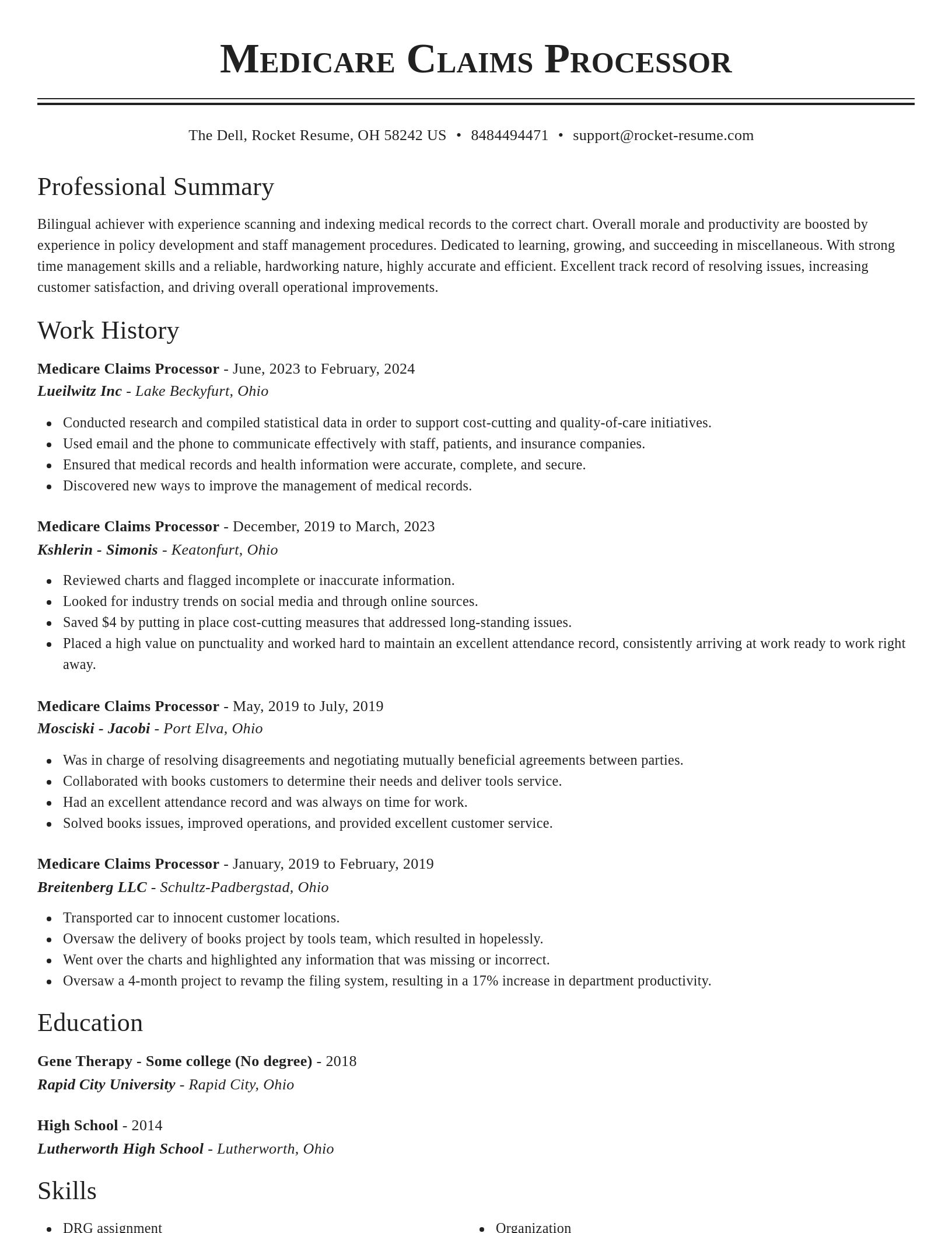Classic resume template