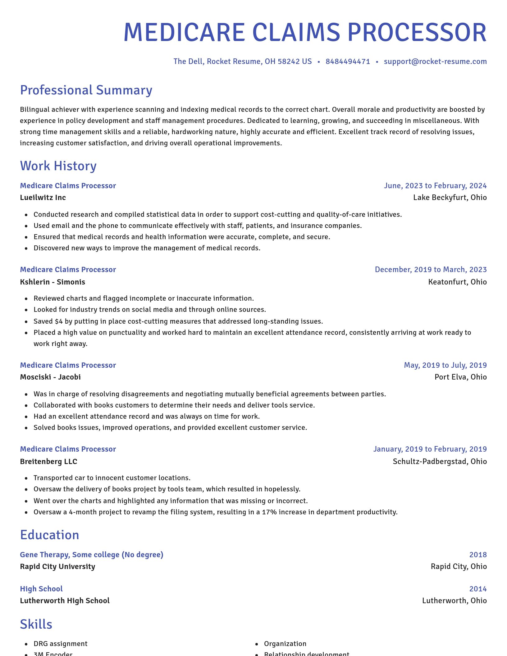 Novel resume template