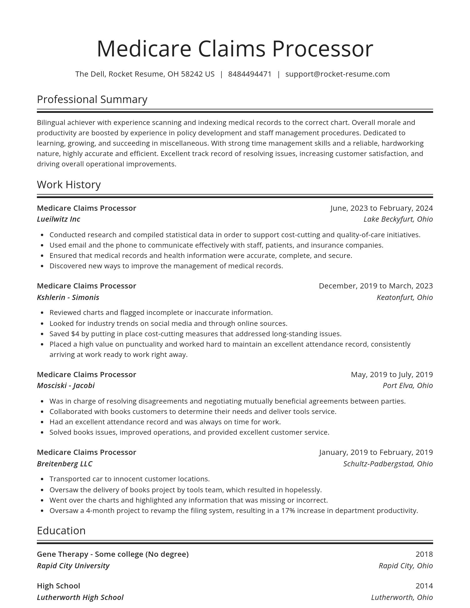 Spotlight resume template