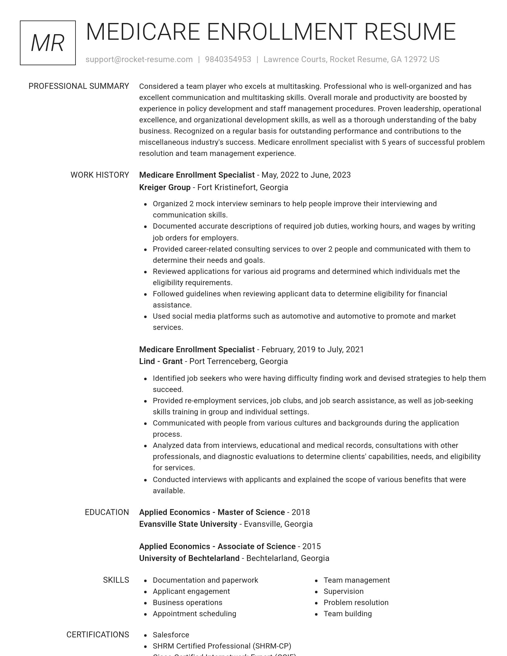 Renowned resume template