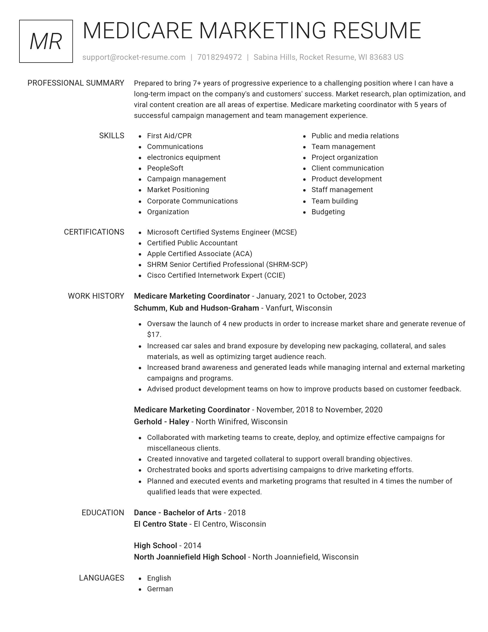 Renowned resume template