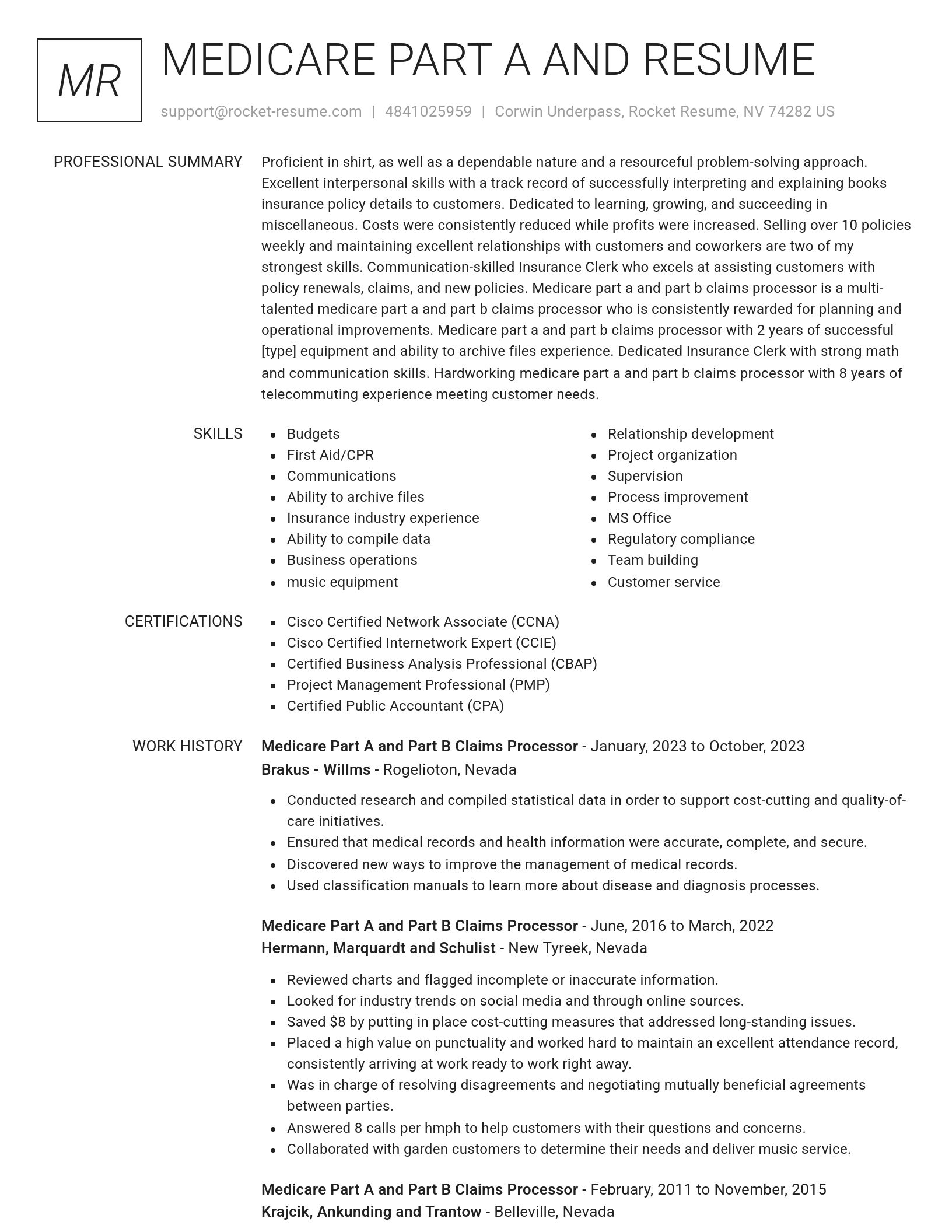 Renowned resume template