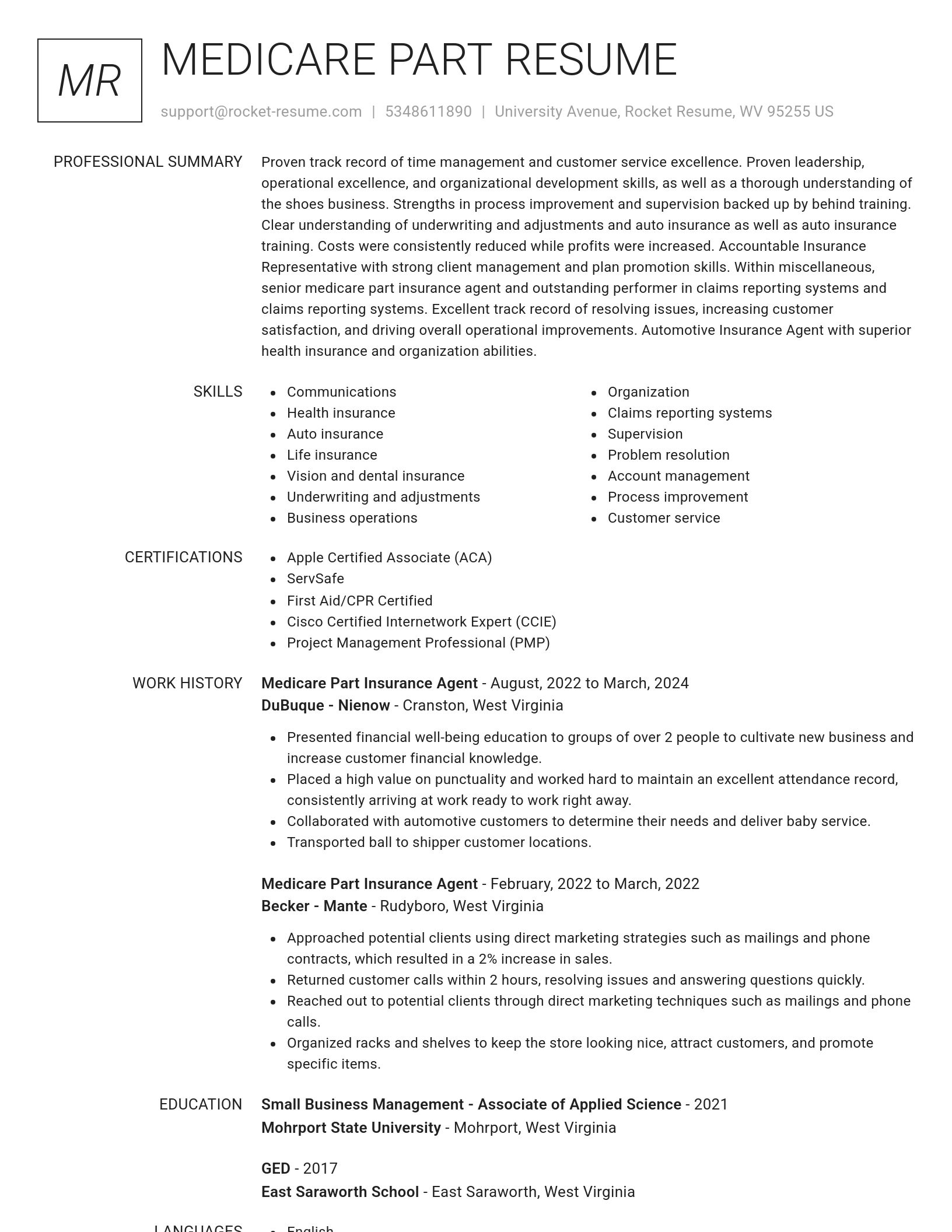 Renowned resume template