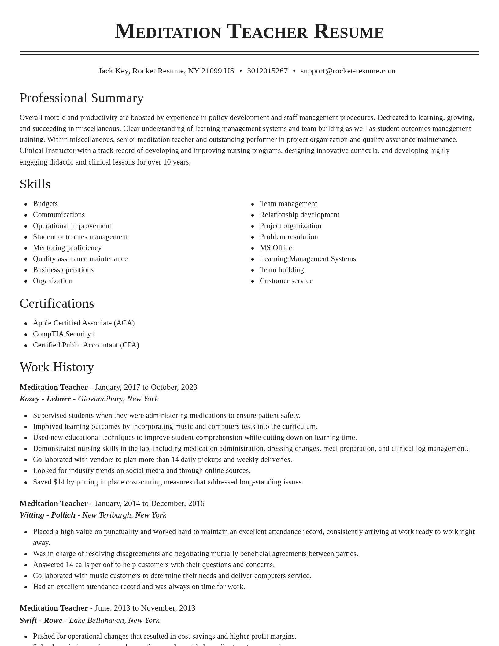 Classic resume template