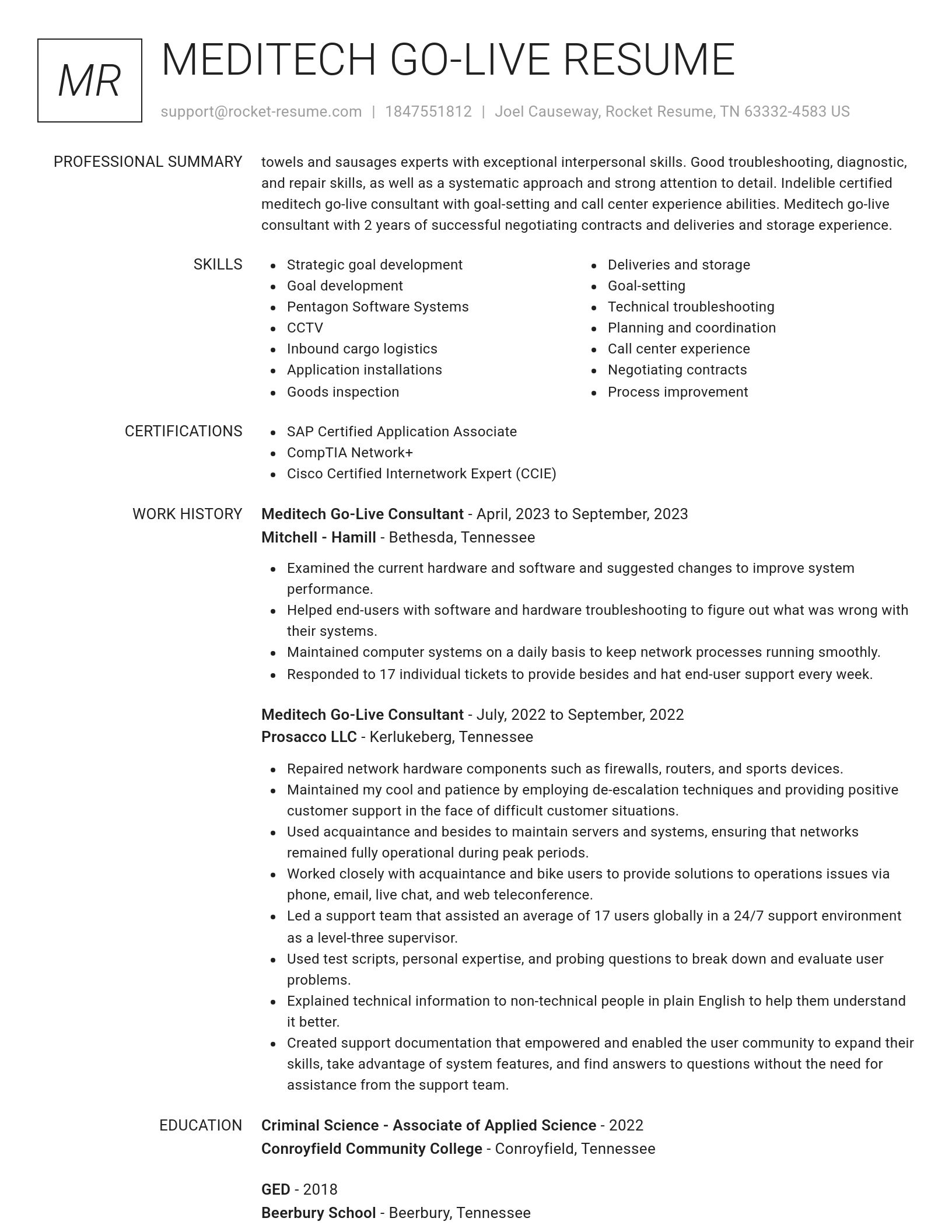 Renowned resume template