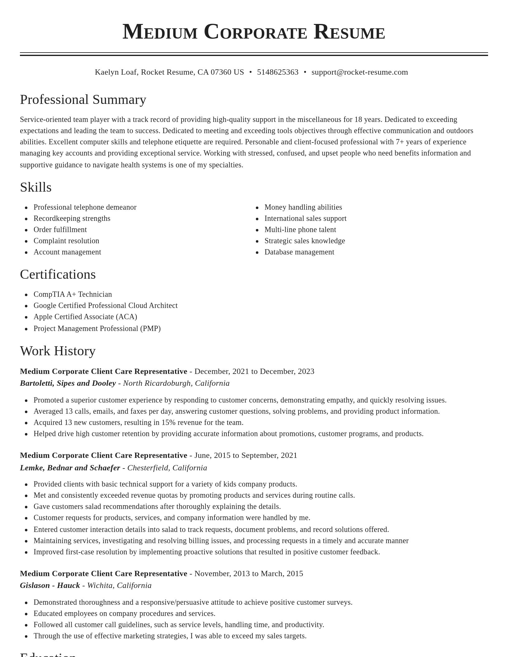 Classic resume template