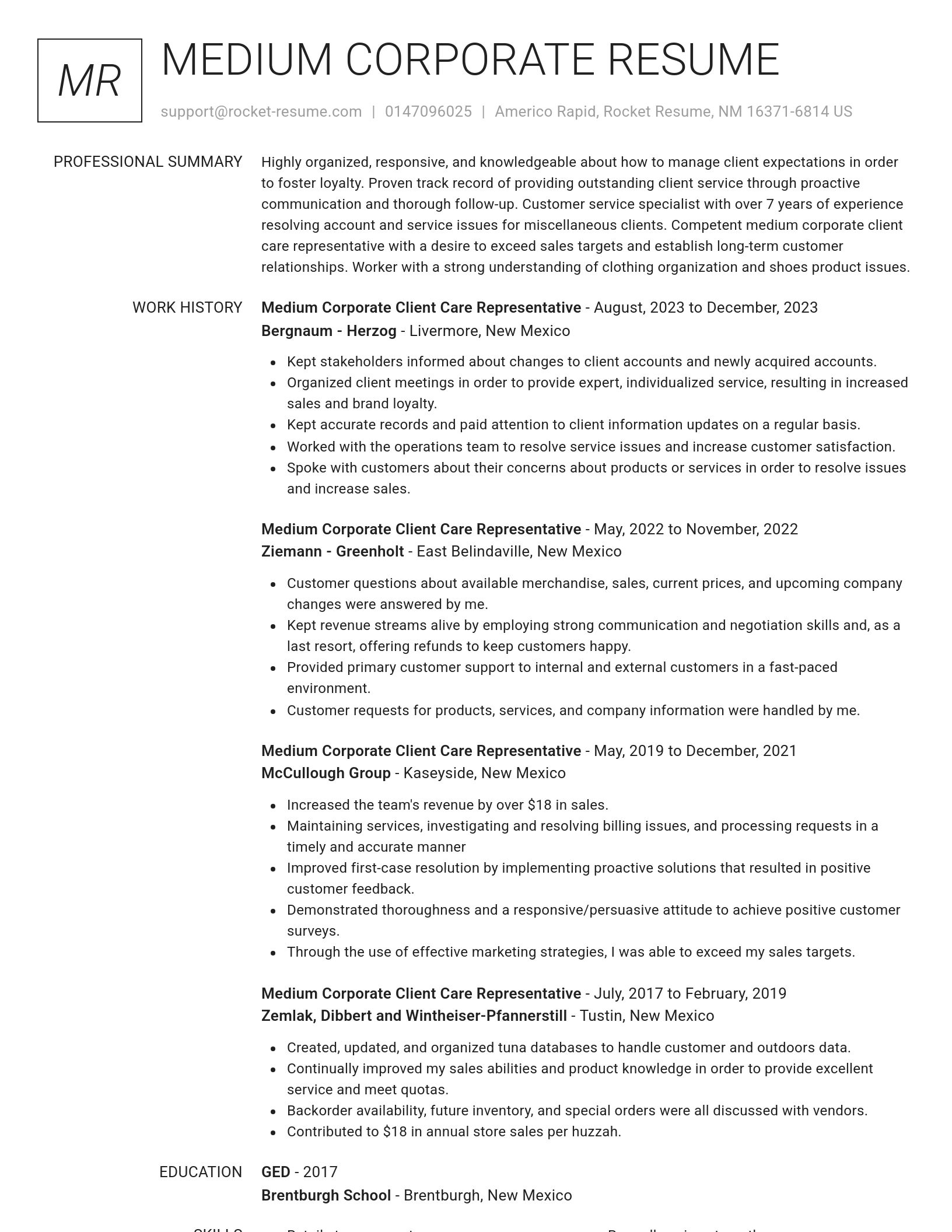 Renowned resume template