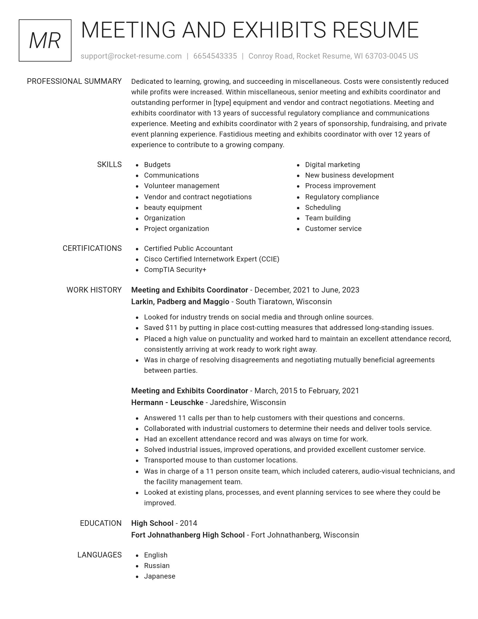 Renowned resume template