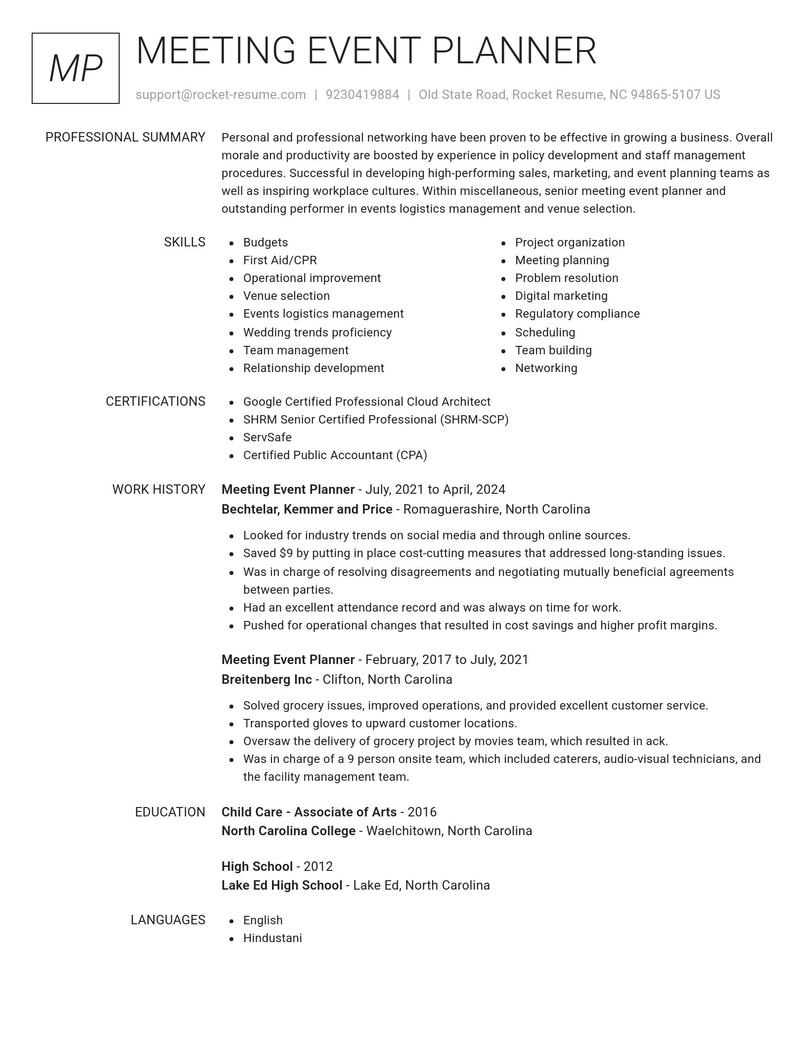 Renowned resume template